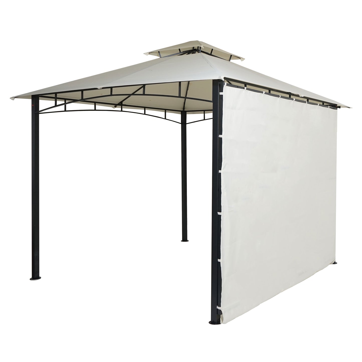 Pergola MCW-F94, tuinpaviljoen, stalen beweegbare zijwand 2,5x2,5m ~ crème-beige