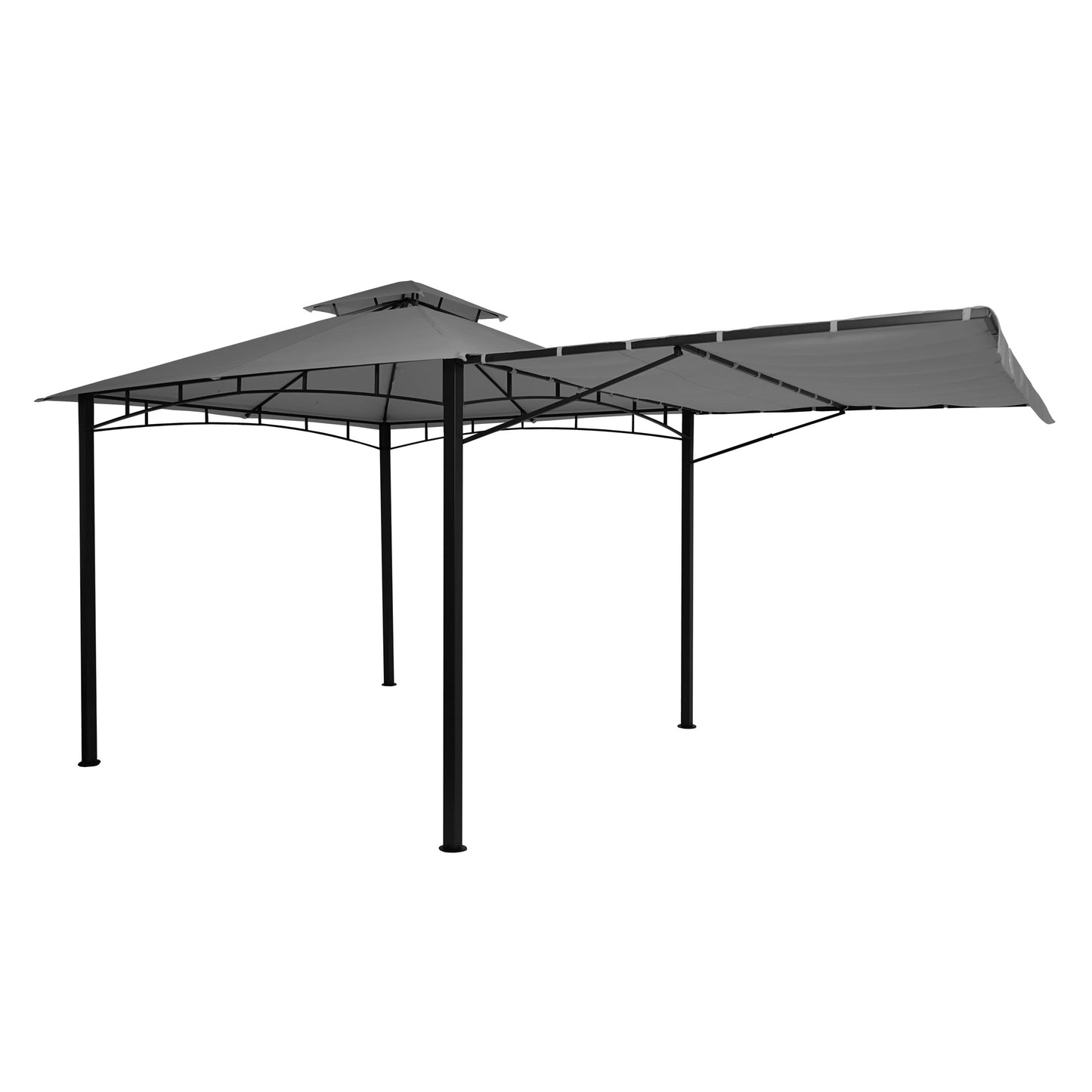 Pergola MCW-F94, tuinpaviljoen, stalen beweegbare zijwand 2,5x2,5m ~ grijs