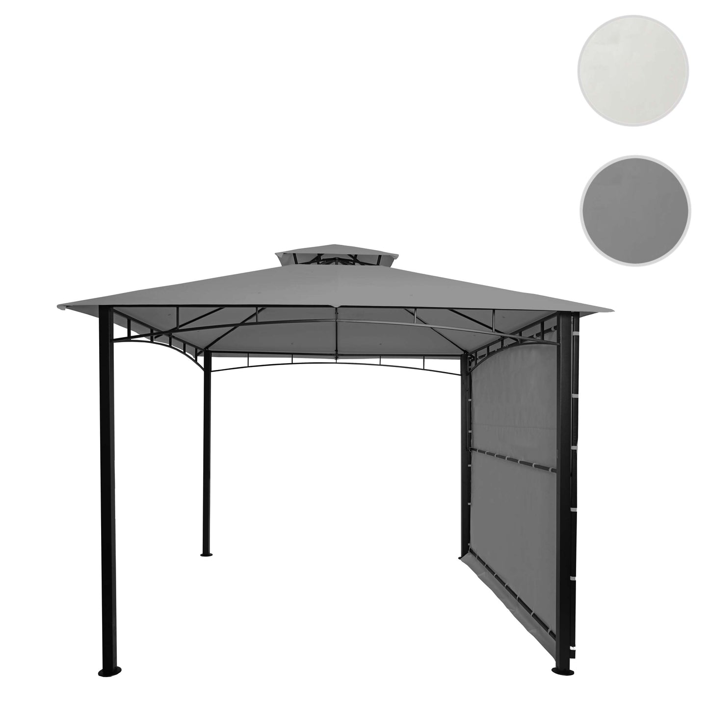 Pergola MCW-F94, tuinpaviljoen, stalen beweegbare zijwand 2,5x2,5m ~ grijs