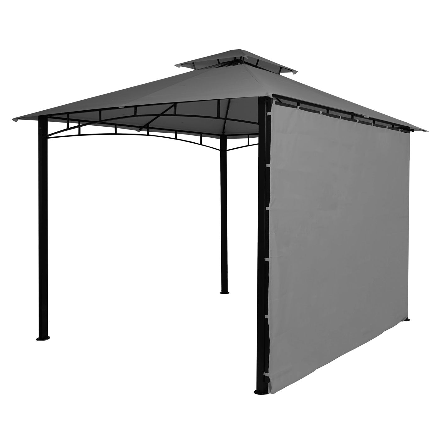 Pergola MCW-F94, tuinpaviljoen, stalen beweegbare zijwand 2,5x2,5m ~ grijs