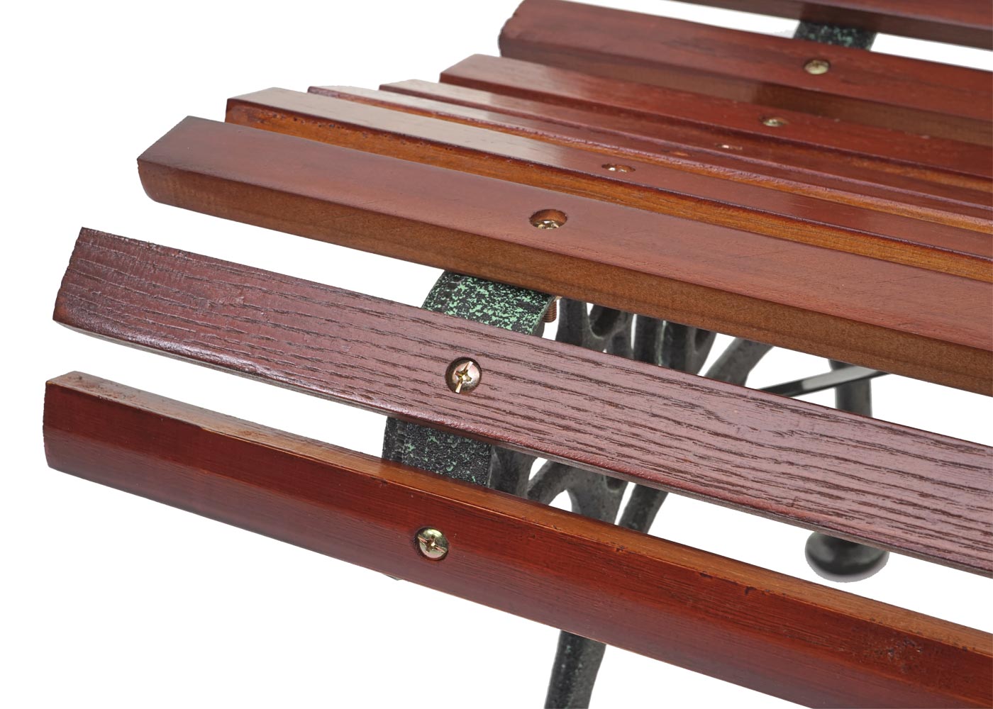 Tuinbank MCW-F97, parkbank houten bank, 2-zits gietijzer hout 122cm 22kg ~ bruin