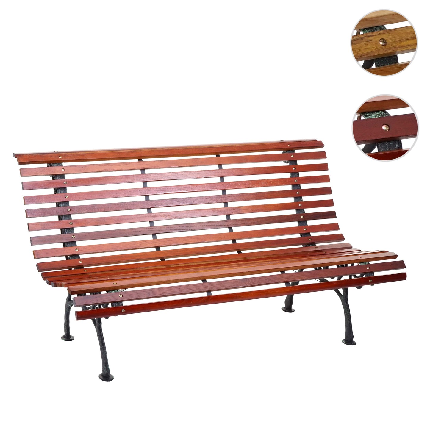 Tuinbank MCW-F97, parkbank houten bank, 3-zits gietijzer hout 160cm 26kg ~ bruin