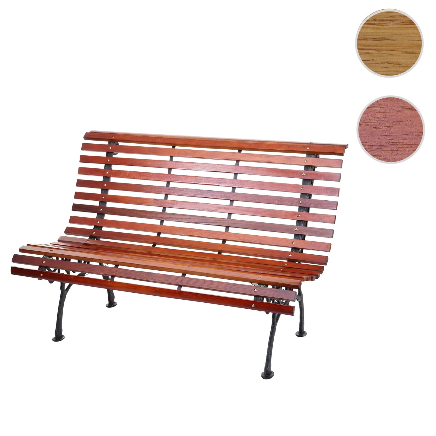 Tuinbank MCW-F97, parkbank houten bank, 2-zits gietijzer hout 122cm 22kg ~ bruin