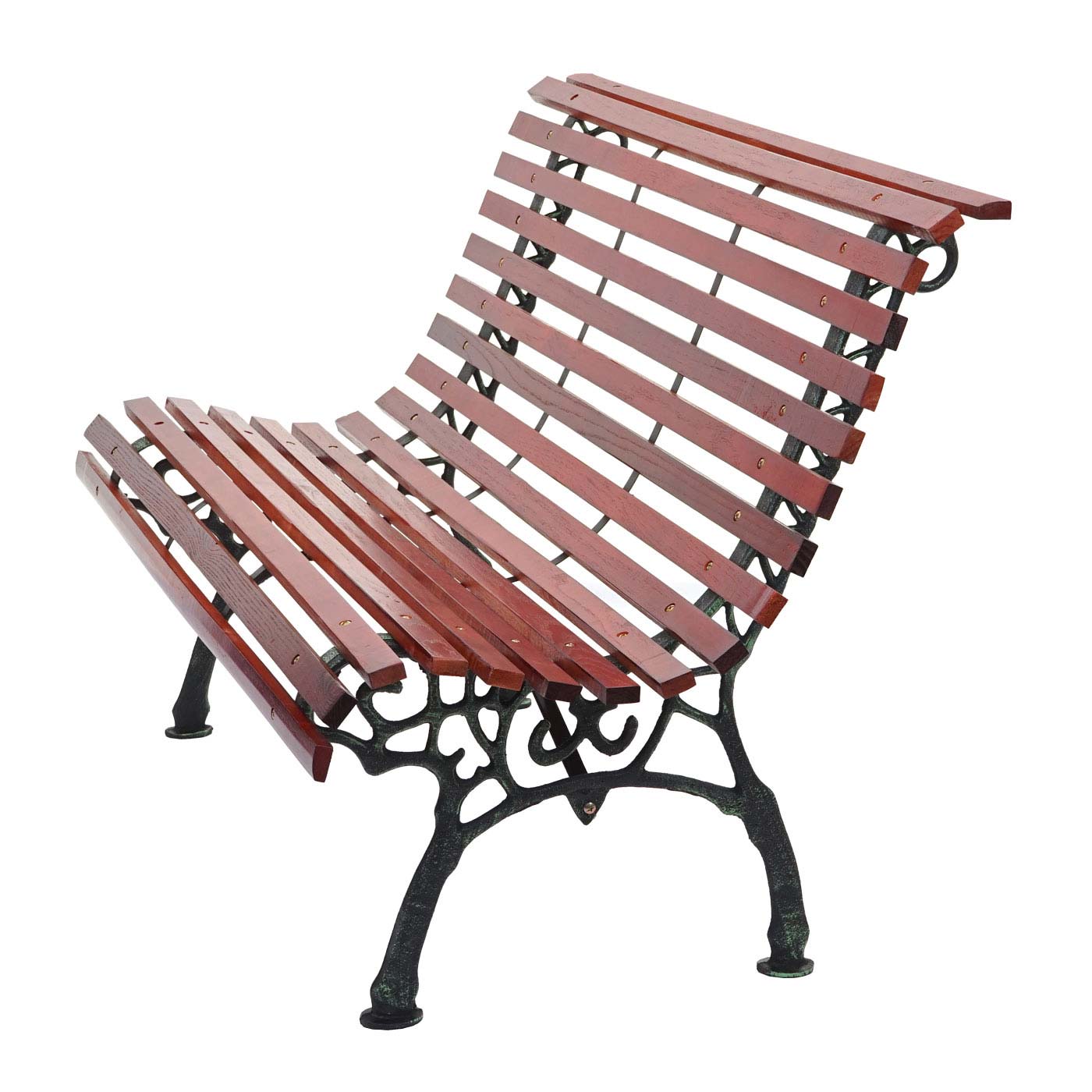 Tuinbank MCW-F97, parkbank houten bank, 3-zits gietijzer hout 160cm 26kg ~ bruin