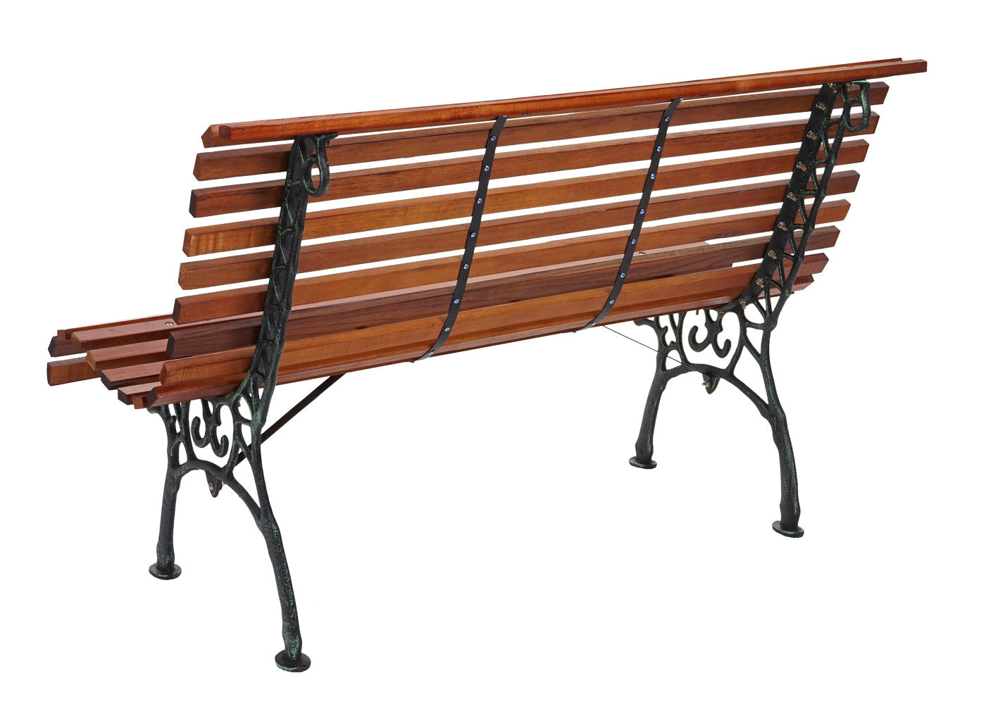 Tuinbank MCW-F97, parkbank houten bank, 3-zits gietijzer hout 160cm 26kg ~ bruin