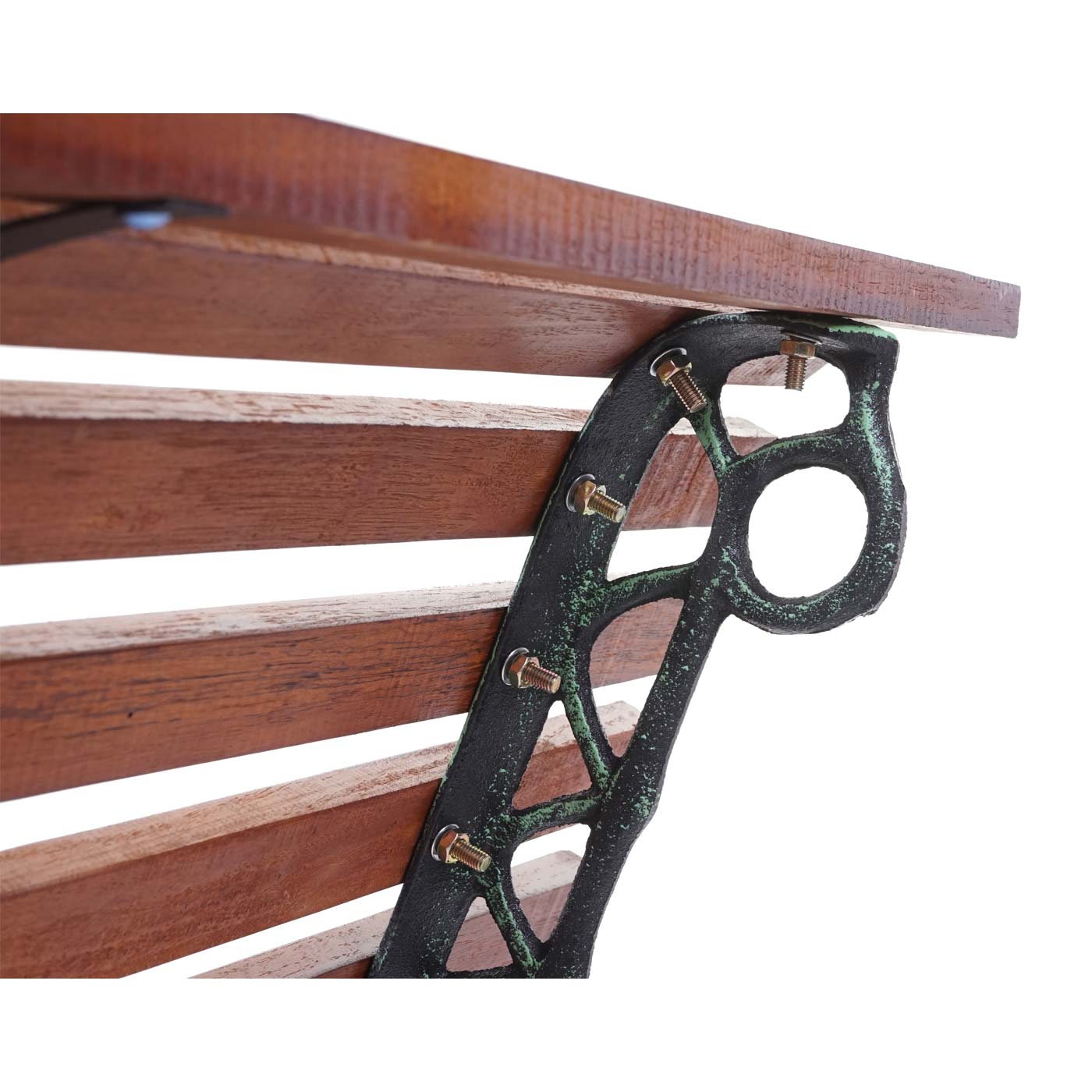 Tuinbank MCW-F97, parkbank houten bank, 3-zits gietijzer hout 160cm 26kg ~ bruin