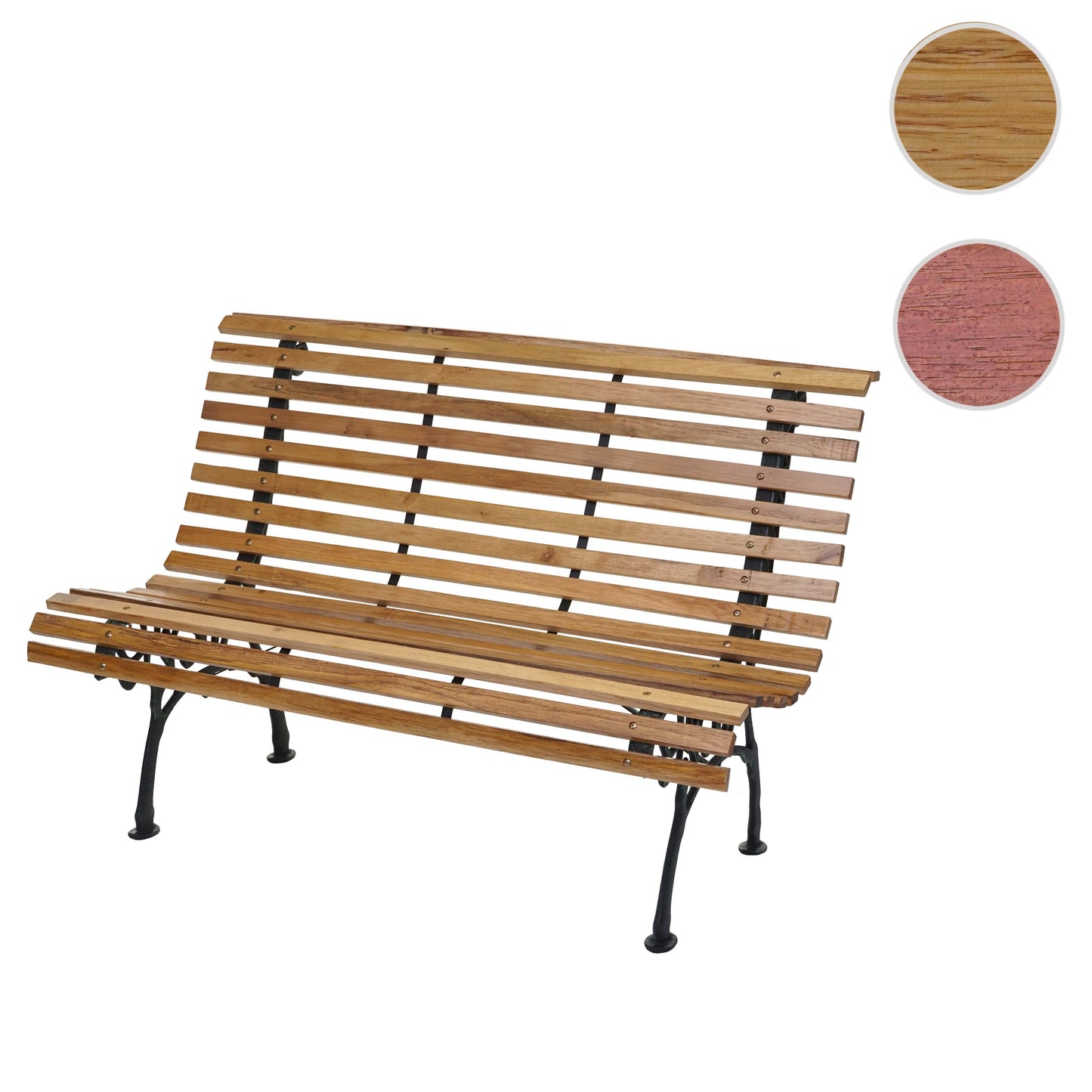 Tuinbank MCW-F97, parkbank houten bank, 3-zits gietijzer hout 160cm 26kg ~ lichtbruin