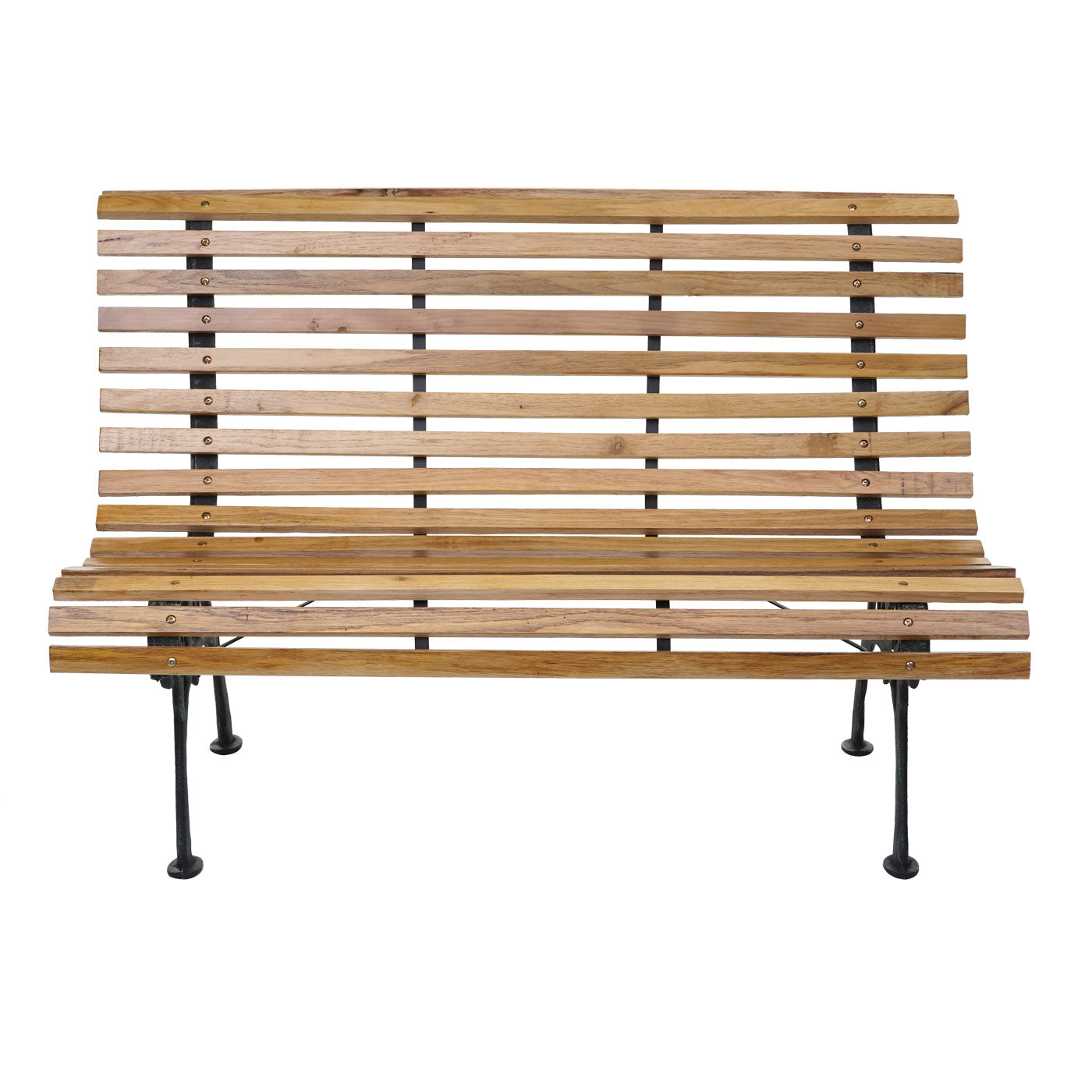 Tuinbank MCW-F97, parkbank houten bank, 3-zits gietijzer hout 160cm 26kg ~ lichtbruin