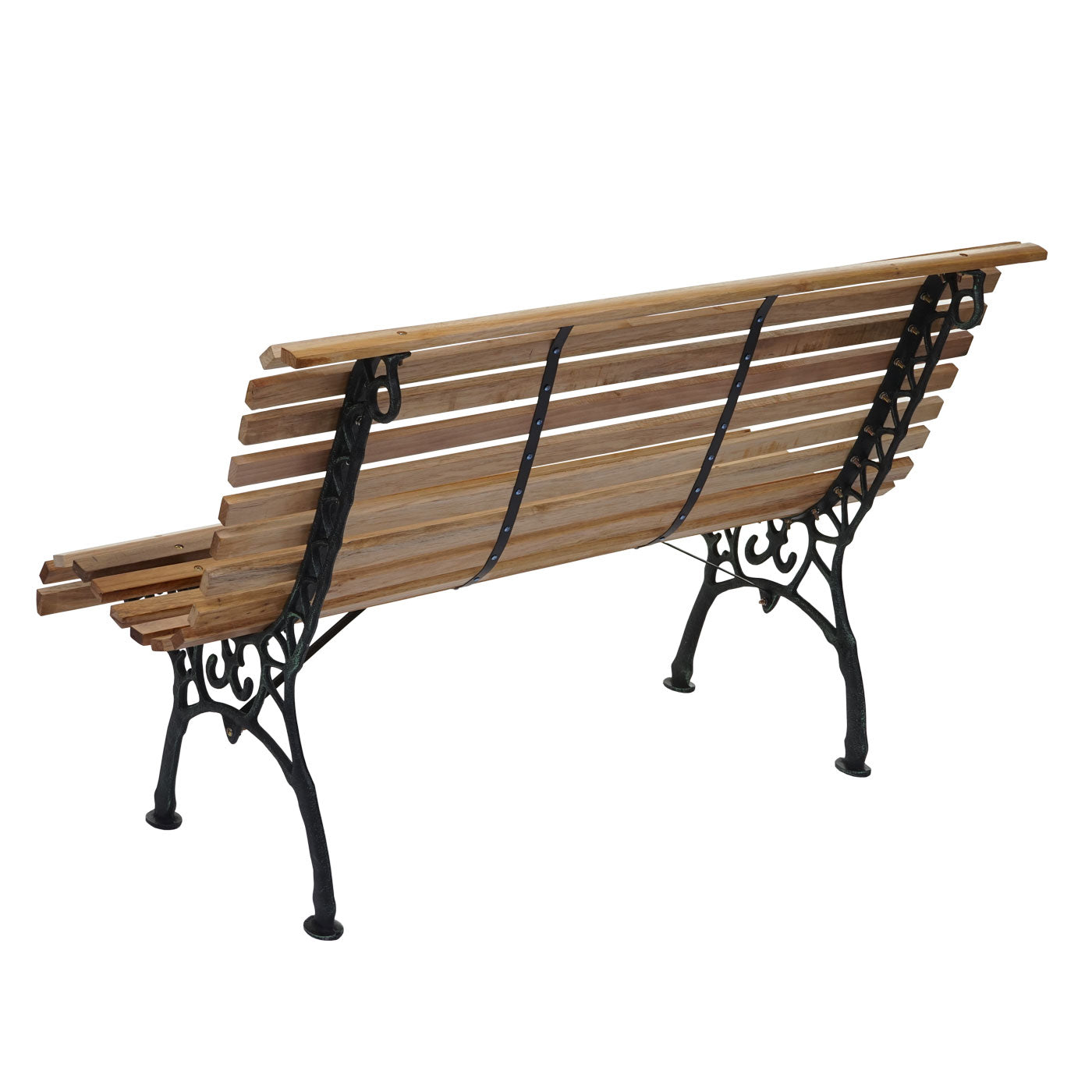 Tuinbank MCW-F97, parkbank houten bank, 3-zits gietijzer hout 160cm 26kg ~ lichtbruin