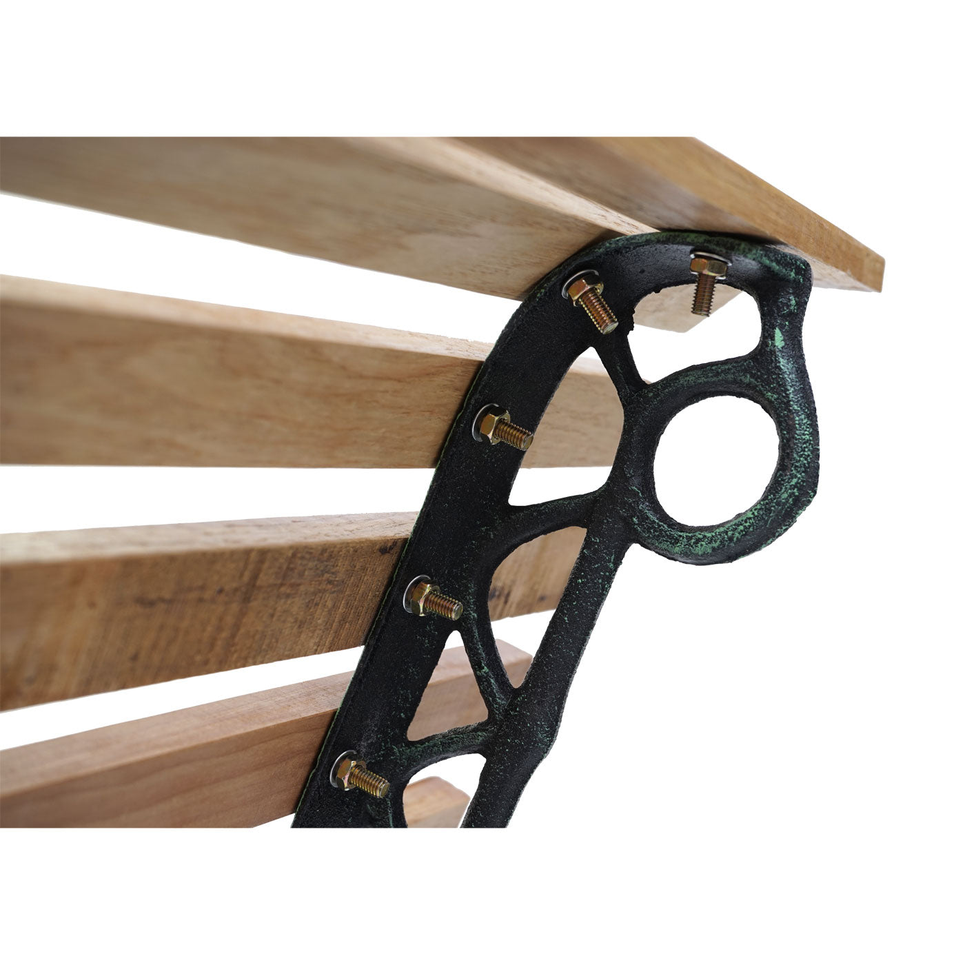 Tuinbank MCW-F97, parkbank houten bank, 3-zits gietijzer hout 160cm 26kg ~ lichtbruin