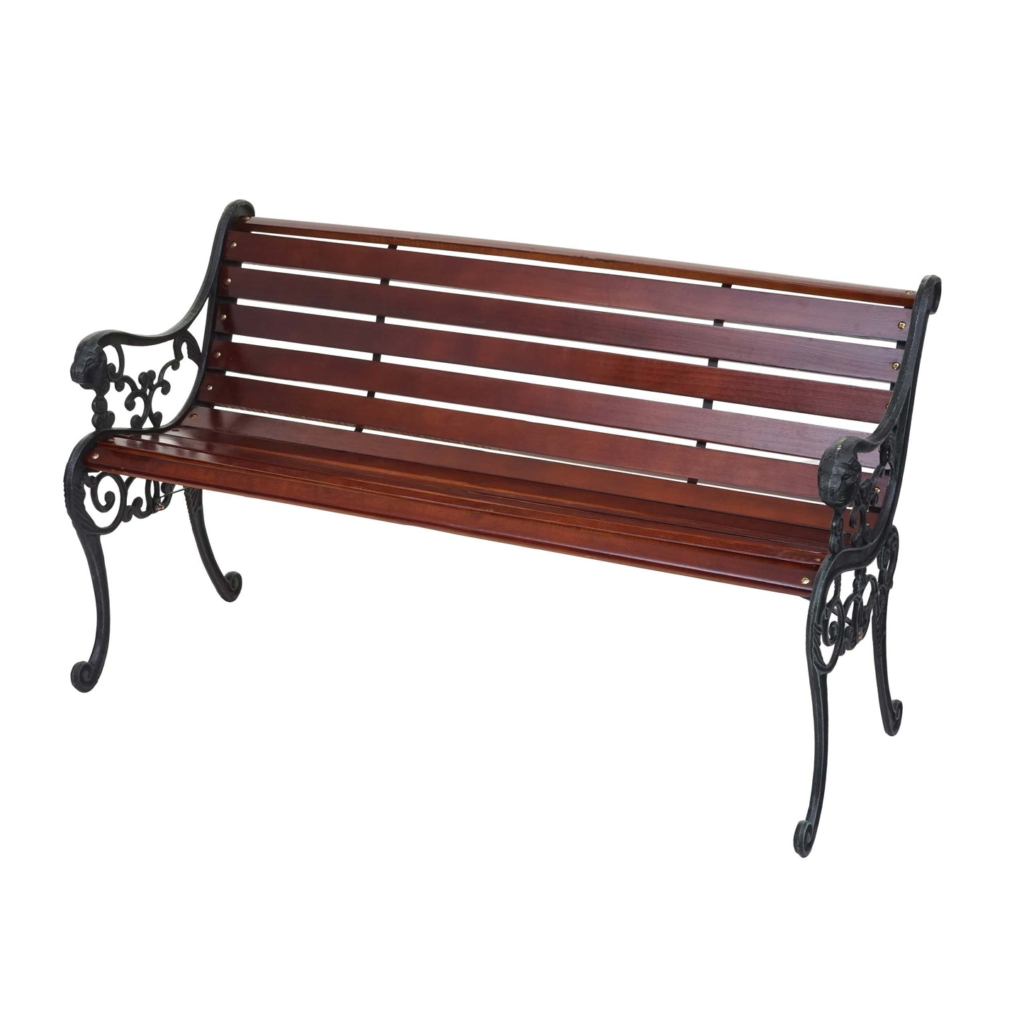 Tuinbank MCW-F98, parkbank houten bank, 3-zits gietijzer hout 160cm 22kg ~ bruin