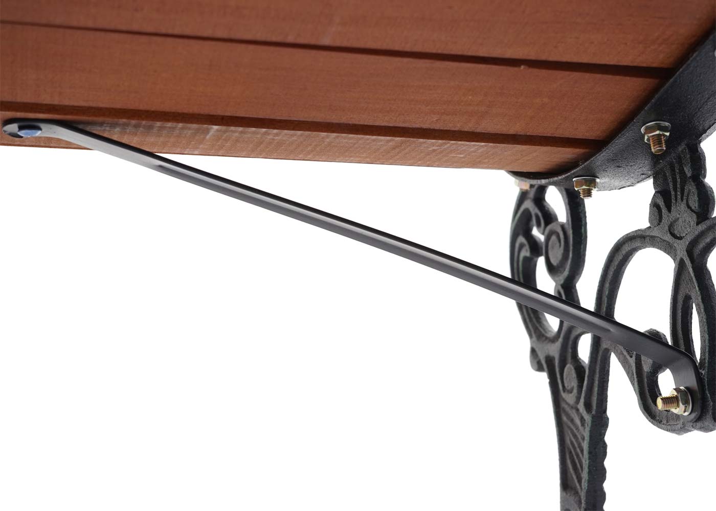 Tuinbank MCW-F98, parkbank houten bank, 2-zits gietijzer hout 125cm 20kg ~ bruin