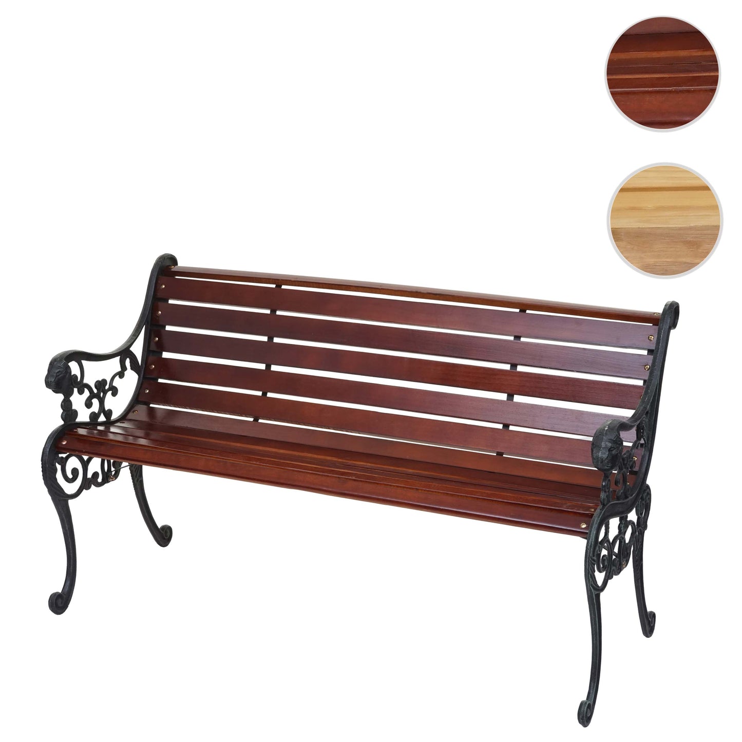 Tuinbank MCW-F98, parkbank houten bank, 3-zits gietijzer hout 160cm 22kg ~ bruin
