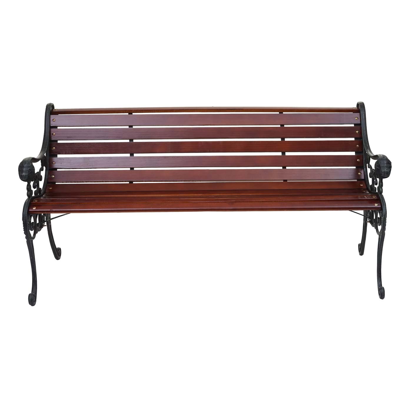 Tuinbank MCW-F98, parkbank houten bank, 3-zits gietijzer hout 160cm 22kg ~ bruin