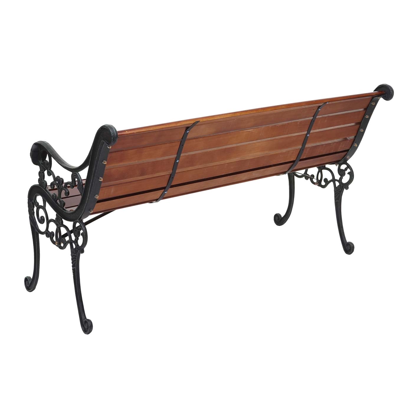 Tuinbank MCW-F98, parkbank houten bank, 3-zits gietijzer hout 160cm 22kg ~ bruin
