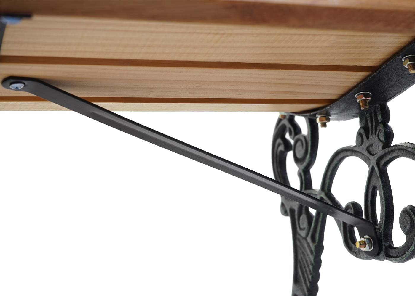Tuinbank MCW-F98, parkbank houten bank, 2-zits gietijzer hout 125cm 20kg ~ lichtbruin