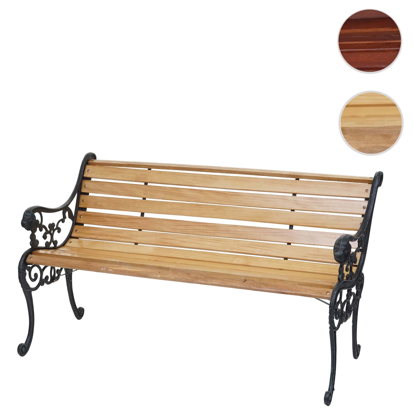 Tuinbank MCW-F98, parkbank houten bank, 2-zits gietijzer hout 125cm 20kg ~ lichtbruin