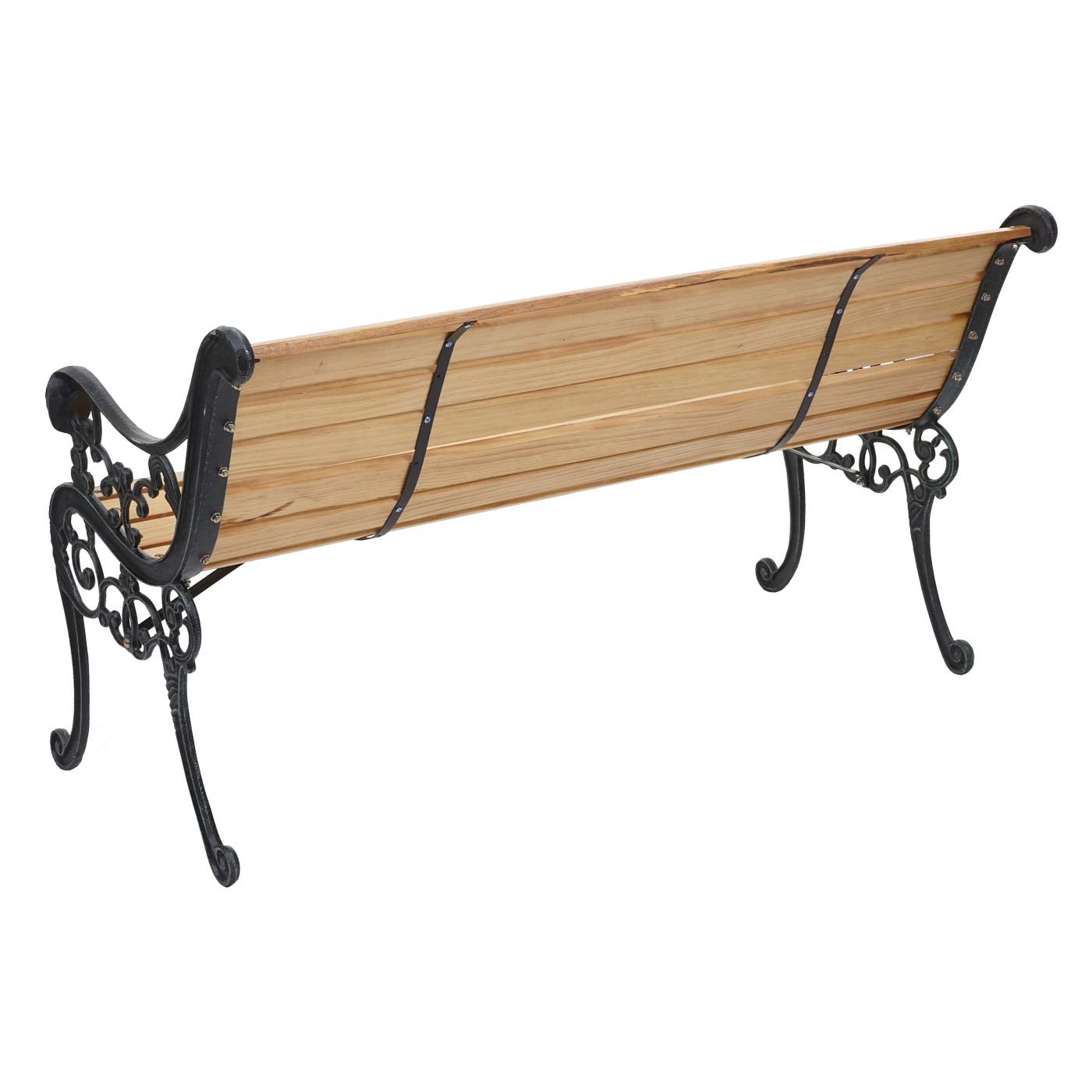Tuinbank MCW-F98, parkbank houten bank, 2-zits gietijzer hout 125cm 20kg ~ lichtbruin