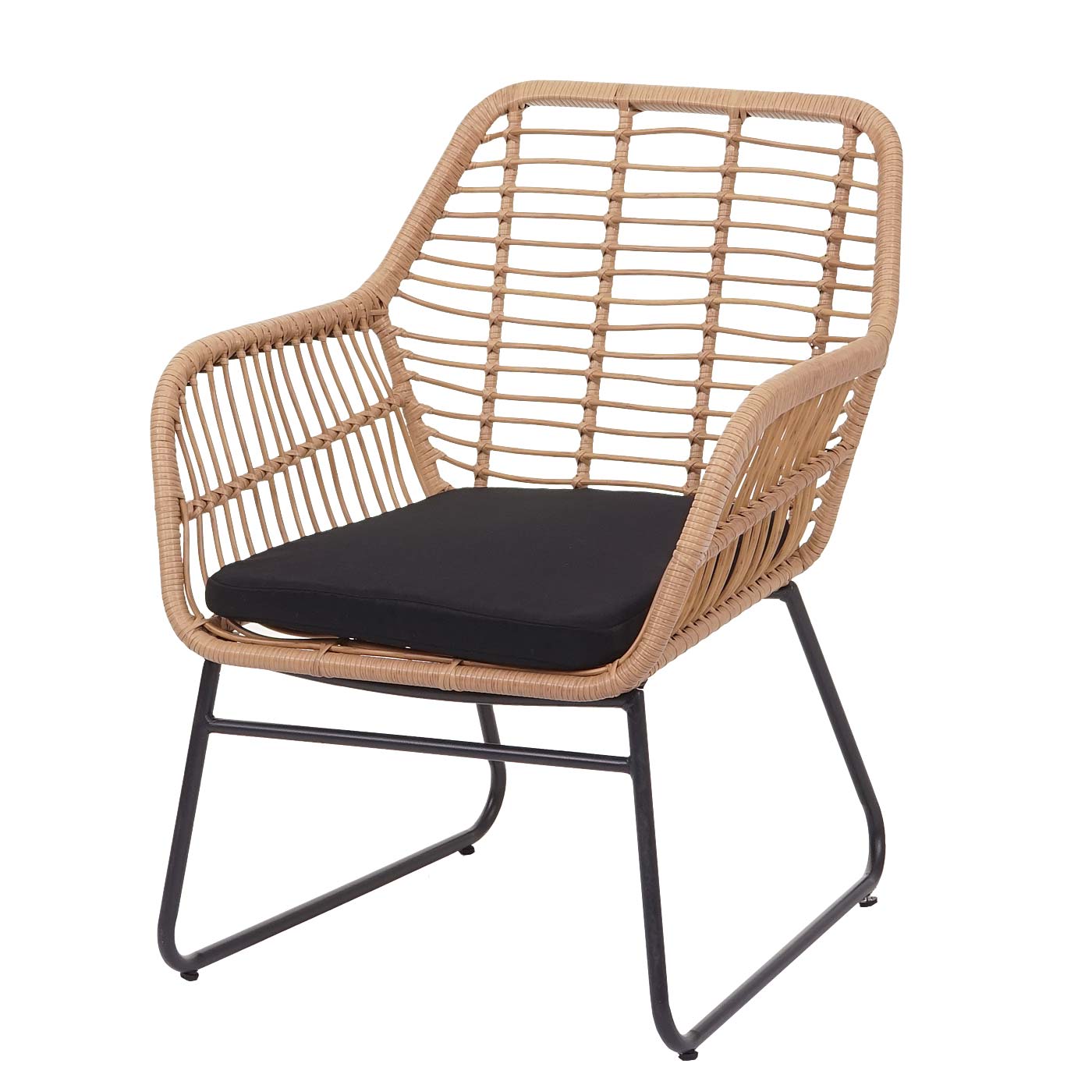 Polyrattan set MCW-G17a, tuinbankstel zitgroep stoel, touw ~ natuurlijke kleur, bekleding antraciet zonder sierkussens