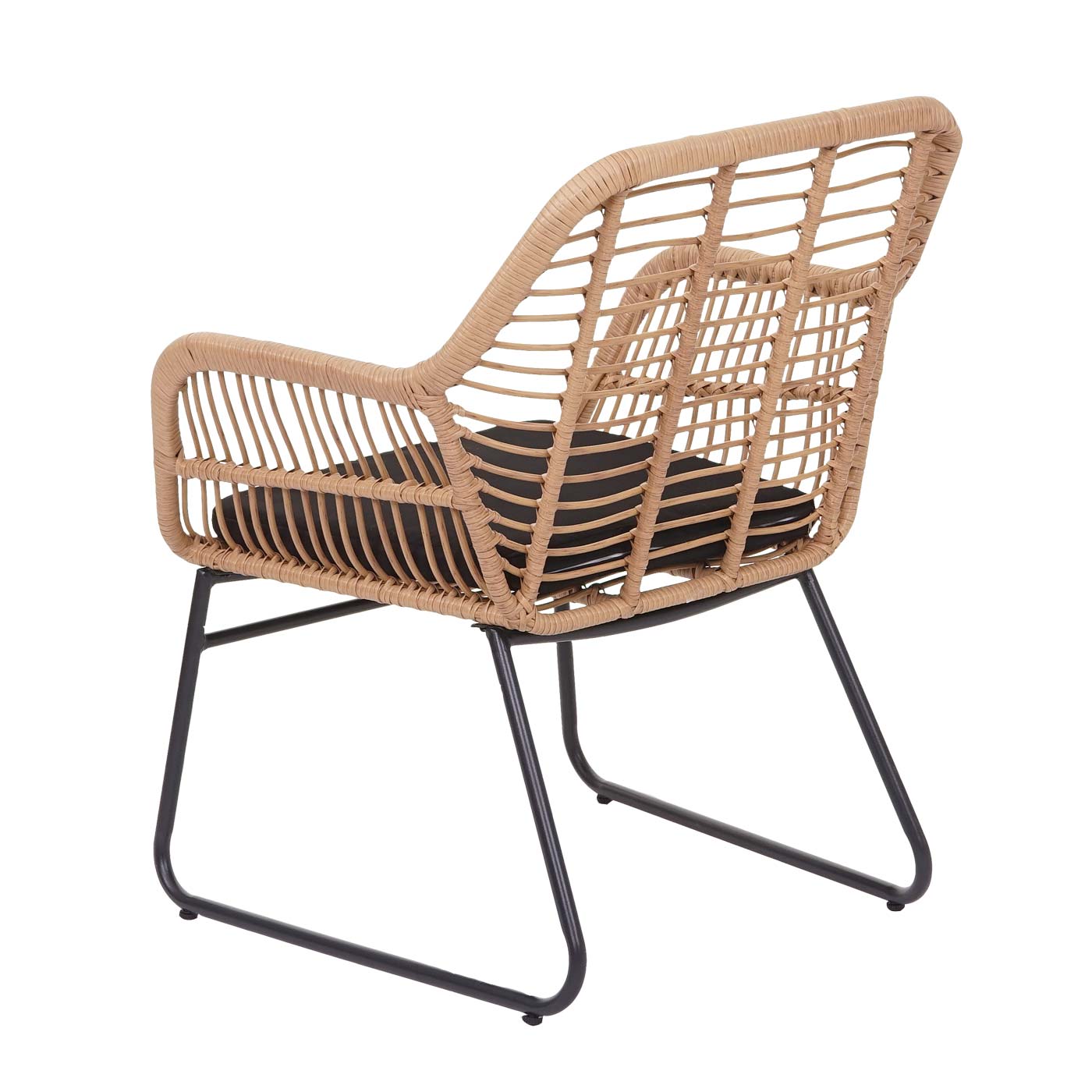 Polyrattan set MCW-G17a, tuinbankstel zitgroep stoel, touw ~ natuurlijke kleur, bekleding antraciet zonder sierkussens