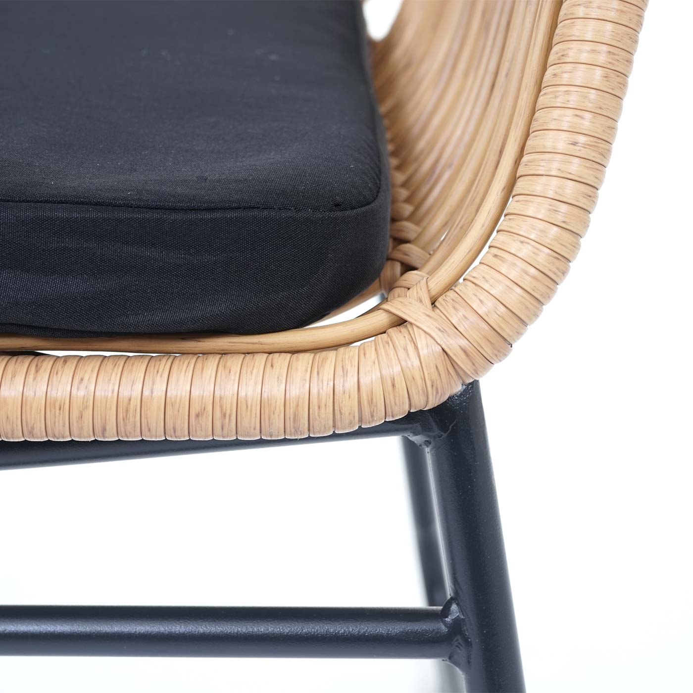 Polyrattan set MCW-G17a, tuinbankstel zitgroep stoel, touw ~ natuurlijke kleur, bekleding antraciet zonder sierkussens