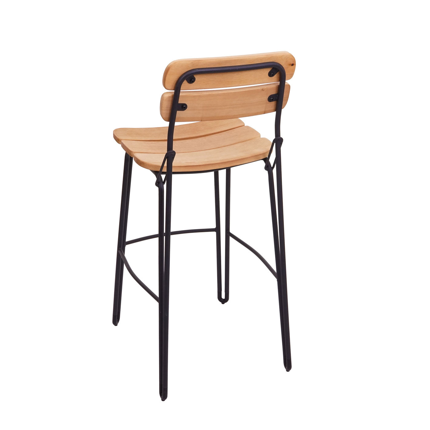 Set van 2 barkrukken MCW-G71, barkruk keukenkruk bistrokruk tegenkruk, industrieel metaal hout ~ natuurlijk bruin