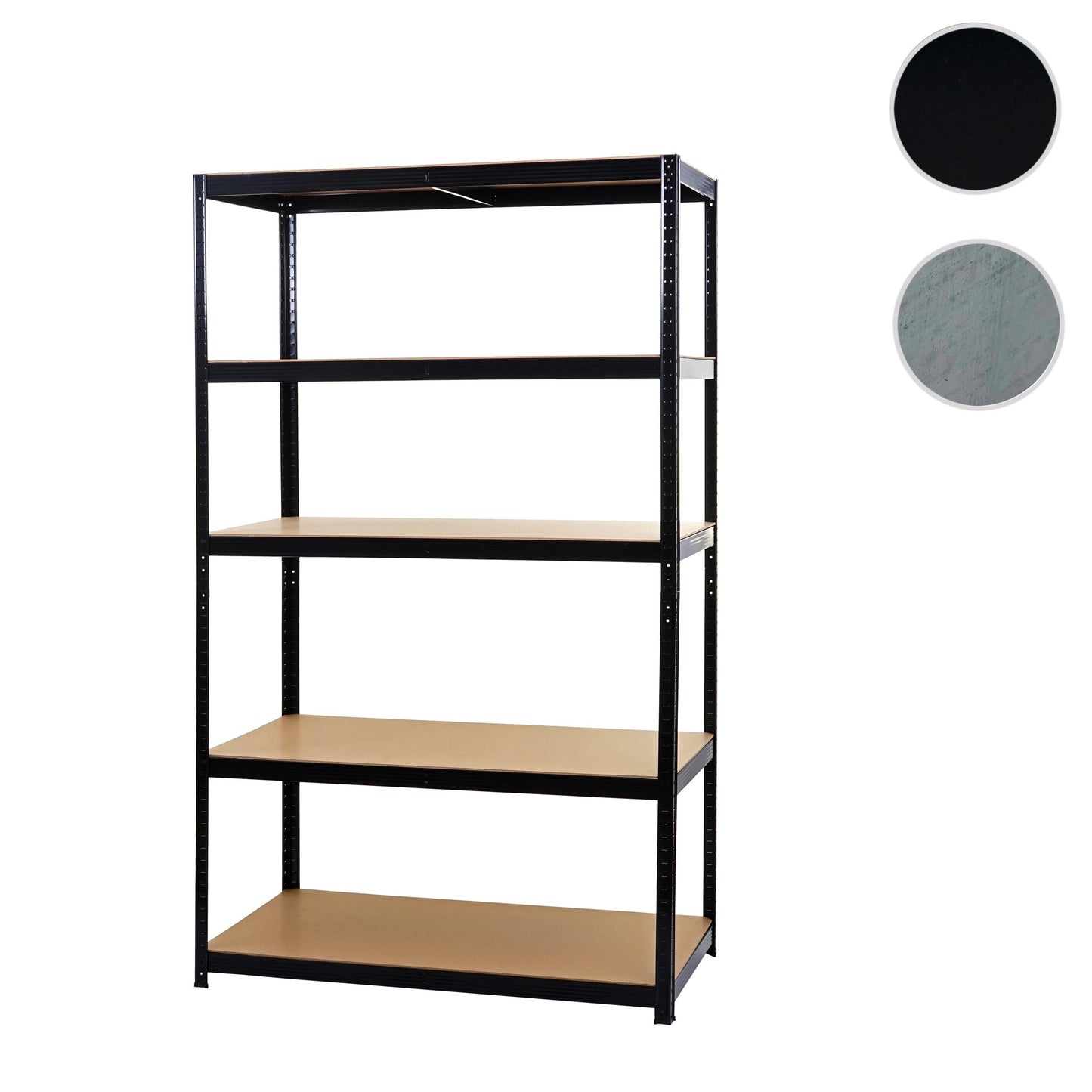 Zware rekken MCW-E33, kelder rekken plug-in rekken opslag rekken, 875kg staal 5 planken ~ zwart 200x120x60cm