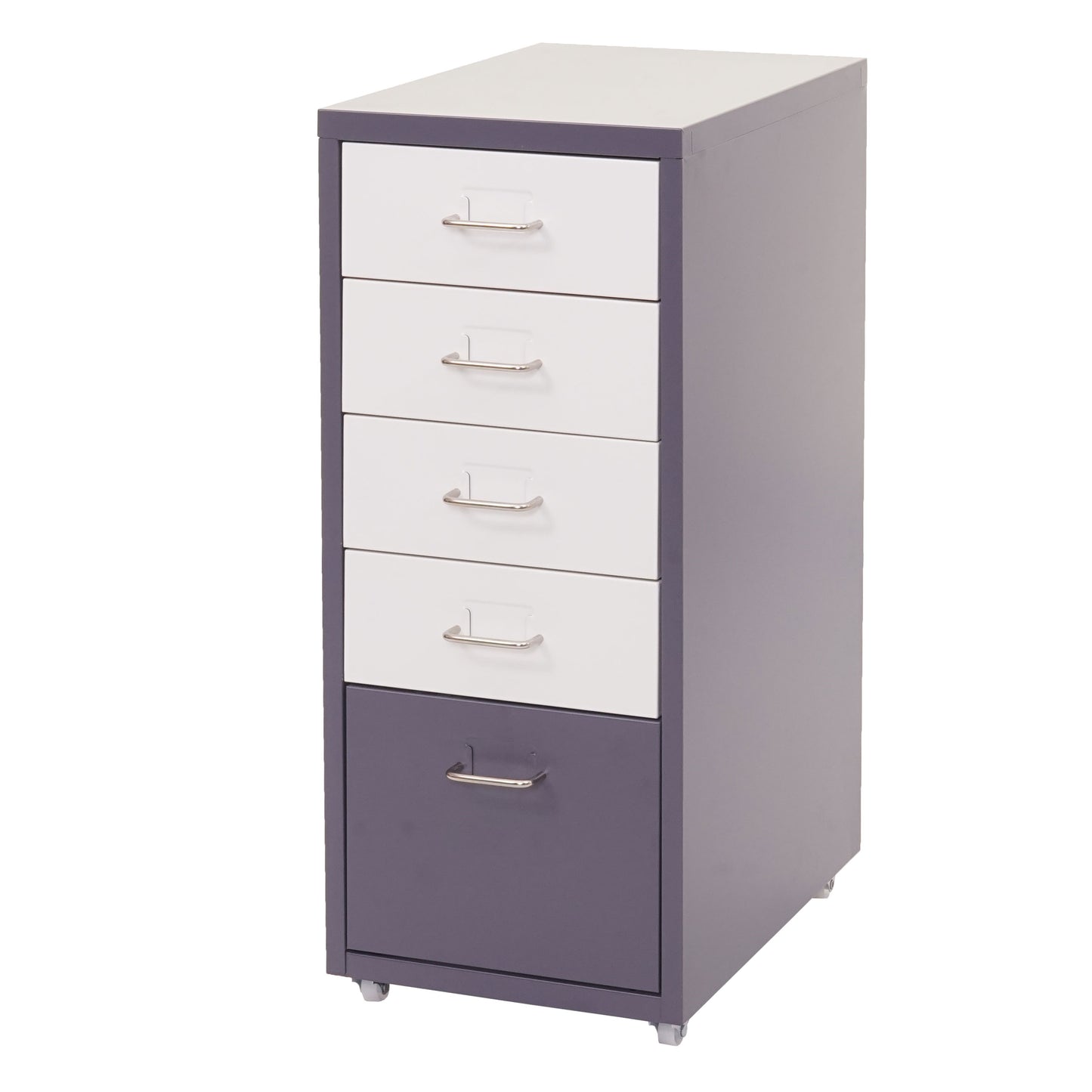 Trolley kast Boston T851, ladekast stalen kast, 69x28x41cm 5 laden ~ donkergrijs wit-donkergrijs
