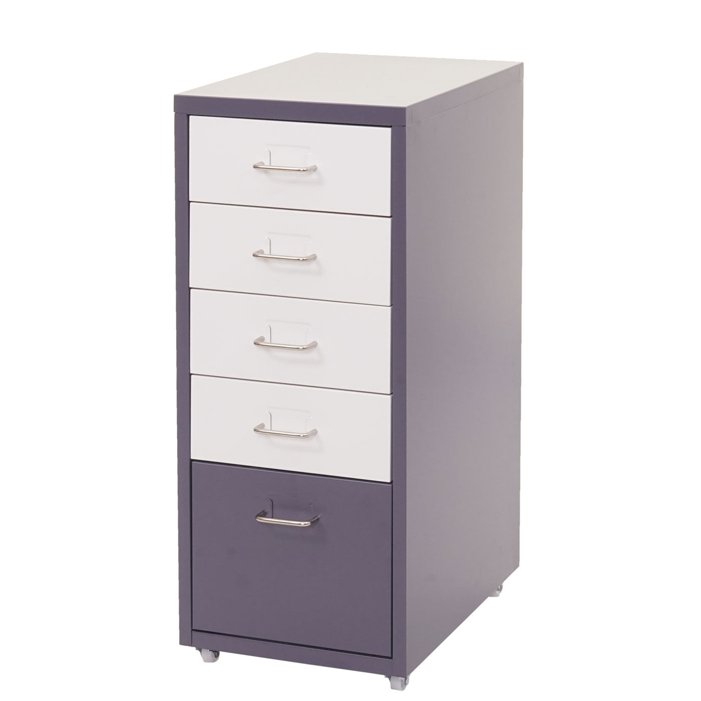 Trolley kast Boston T851, ladekast stalen kast, 69x28x41cm 5 laden ~ donkergrijs wit-donkergrijs