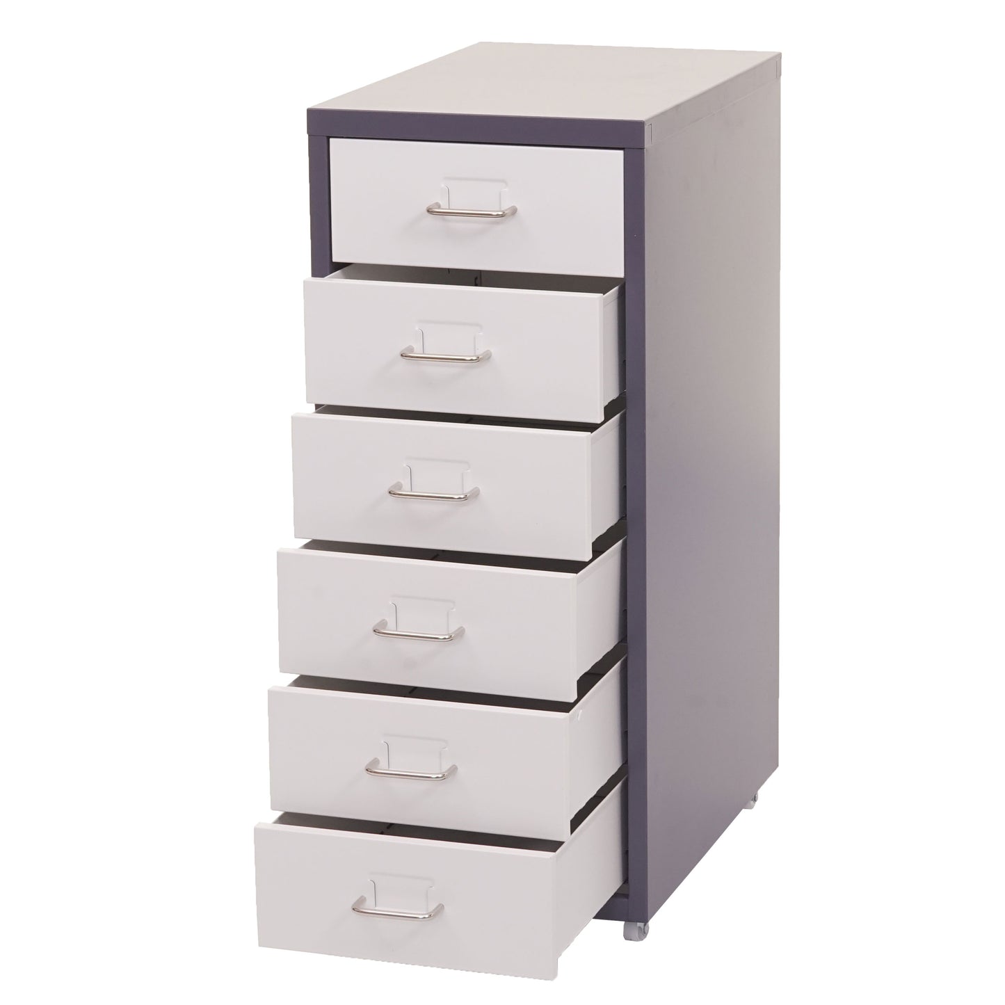 Verrijdbaar onderstel Boston T851, ladekast stalen kast, 69x28x41cm 6 laden ~ donkergrijs wit