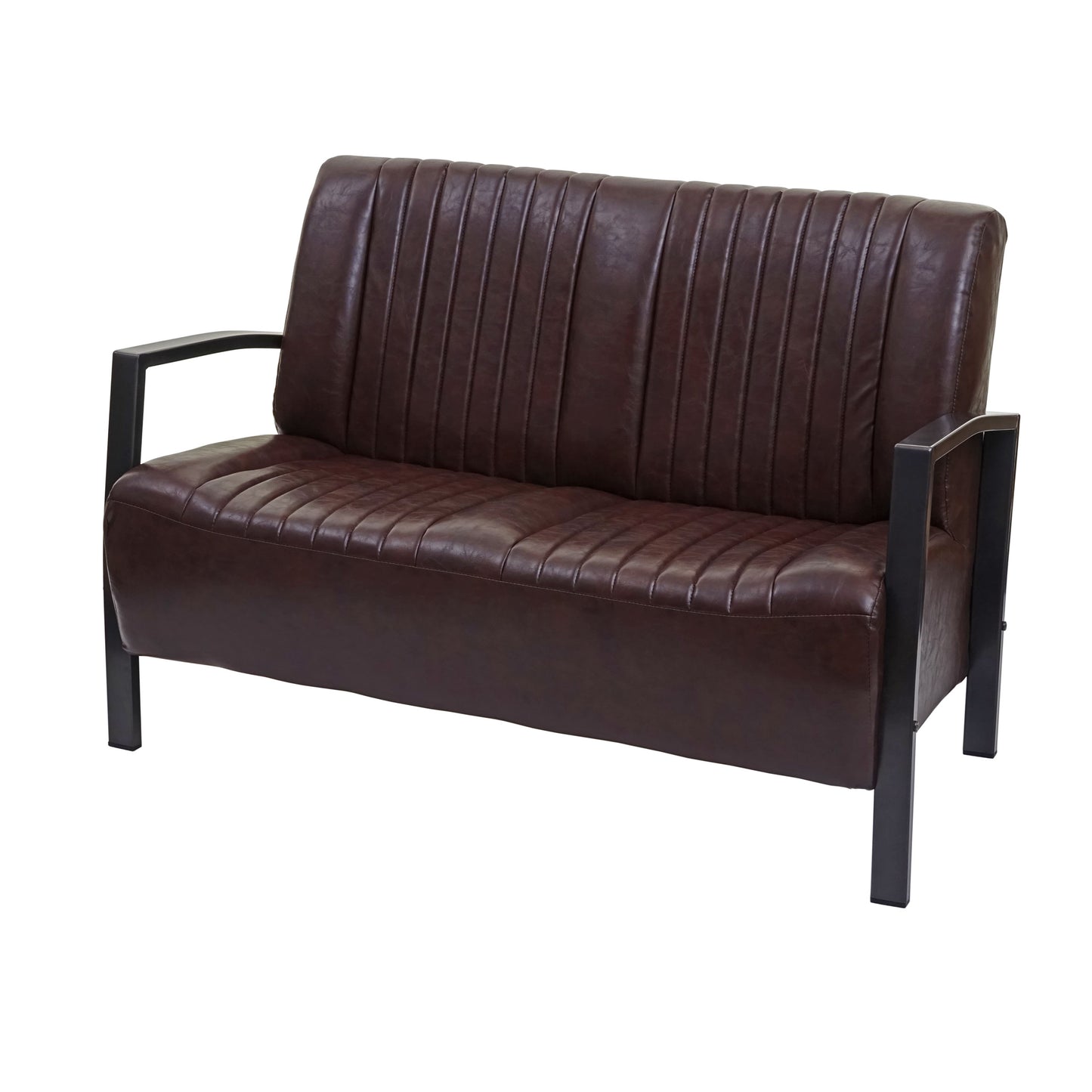 2-zitsbank MCW-H10, tweezitsbank, metalen kunstleren industrieel ontwerp ~ vintage bruin