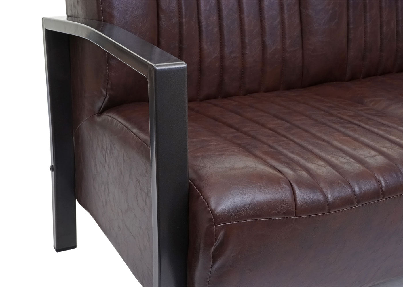 2-zitsbank MCW-H10, tweezitsbank, metalen kunstleren industrieel ontwerp ~ vintage bruin
