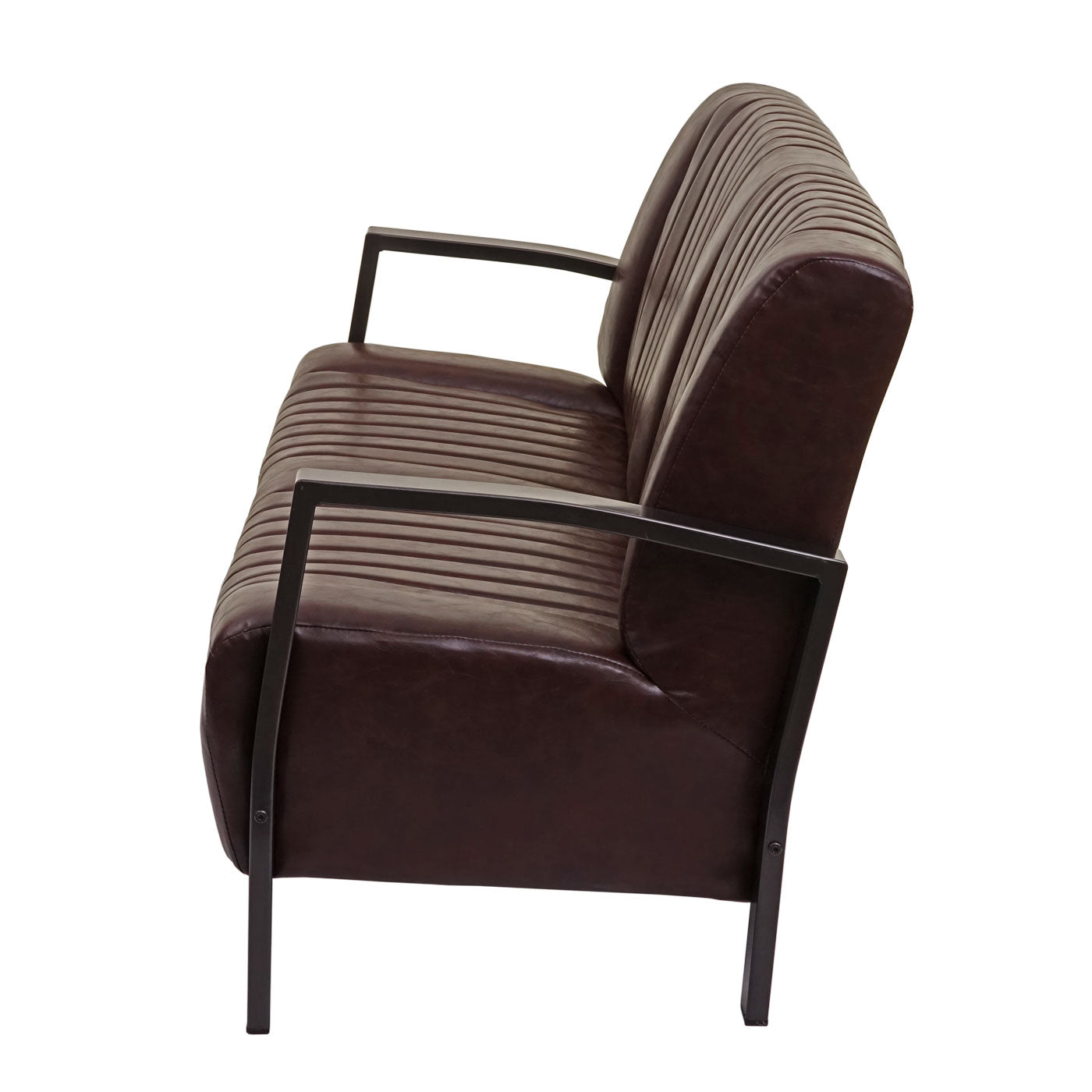 2-zitsbank MCW-H10, tweezitsbank, metalen kunstleren industrieel ontwerp ~ vintage bruin