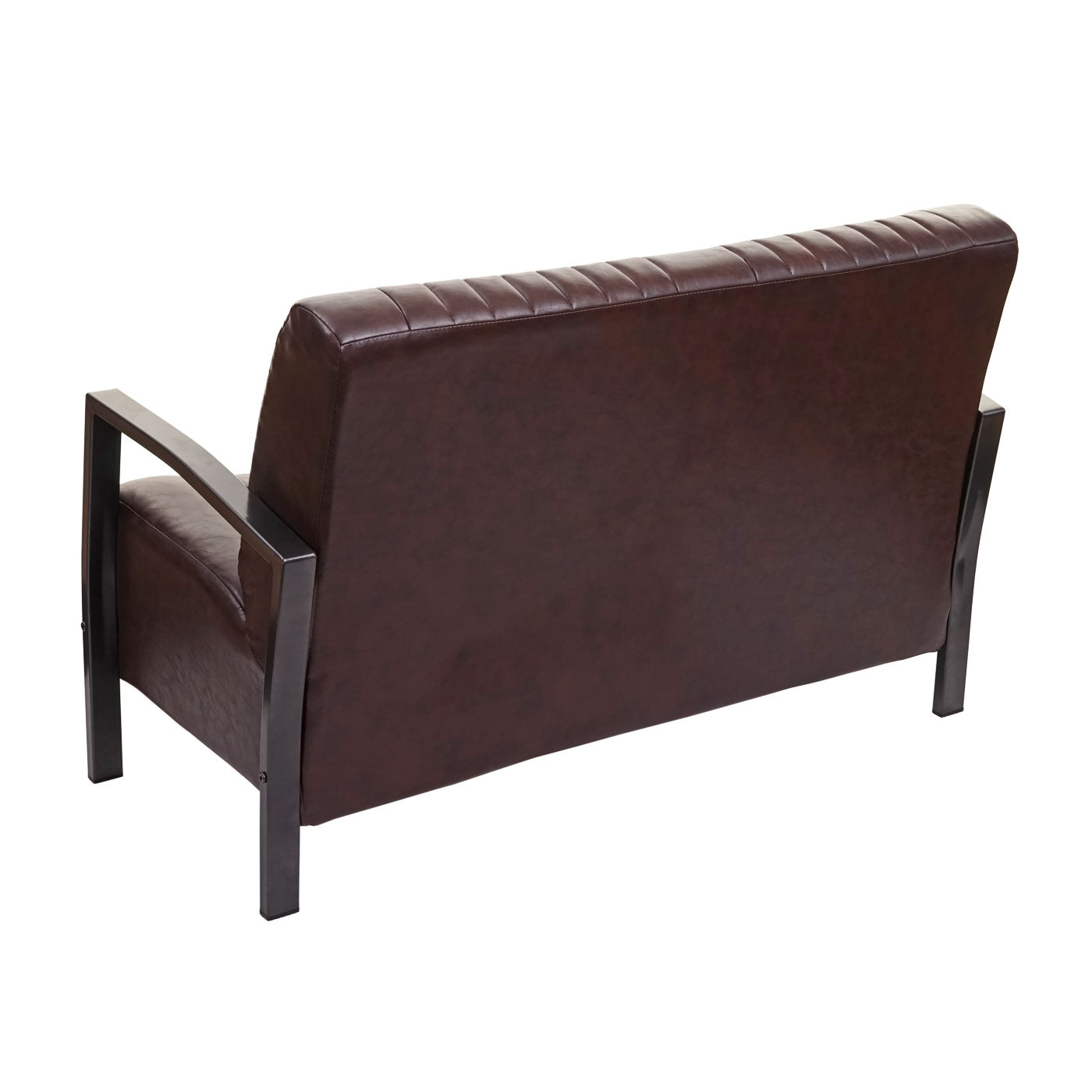 2-zitsbank MCW-H10, tweezitsbank, metalen kunstleren industrieel ontwerp ~ vintage bruin