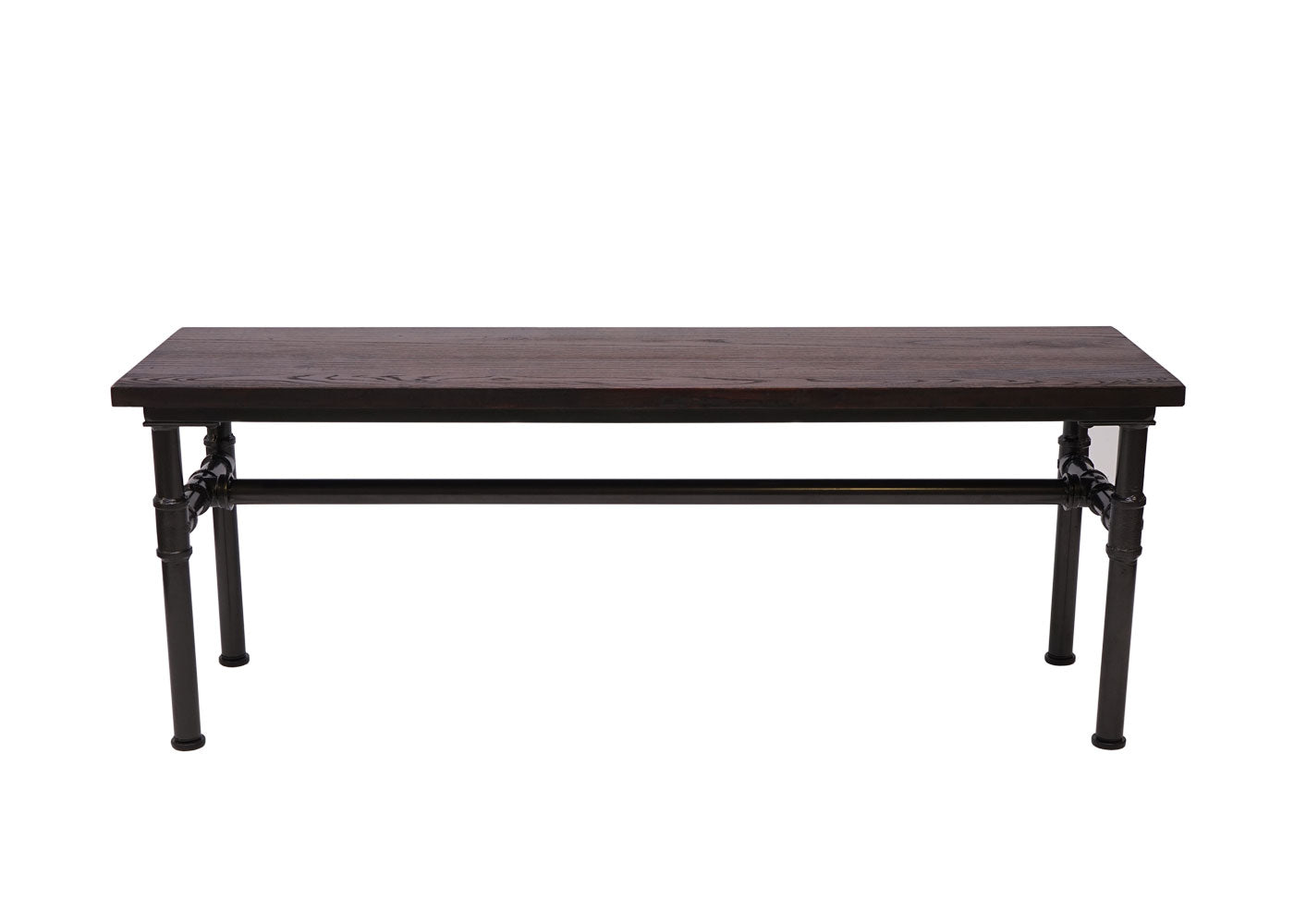 Bank MCW-H10b, eetkamerbank Bankkruk, iepenhouten industrieel ontwerp, 120x35cm MVG-gecertificeerd, zwartbruin