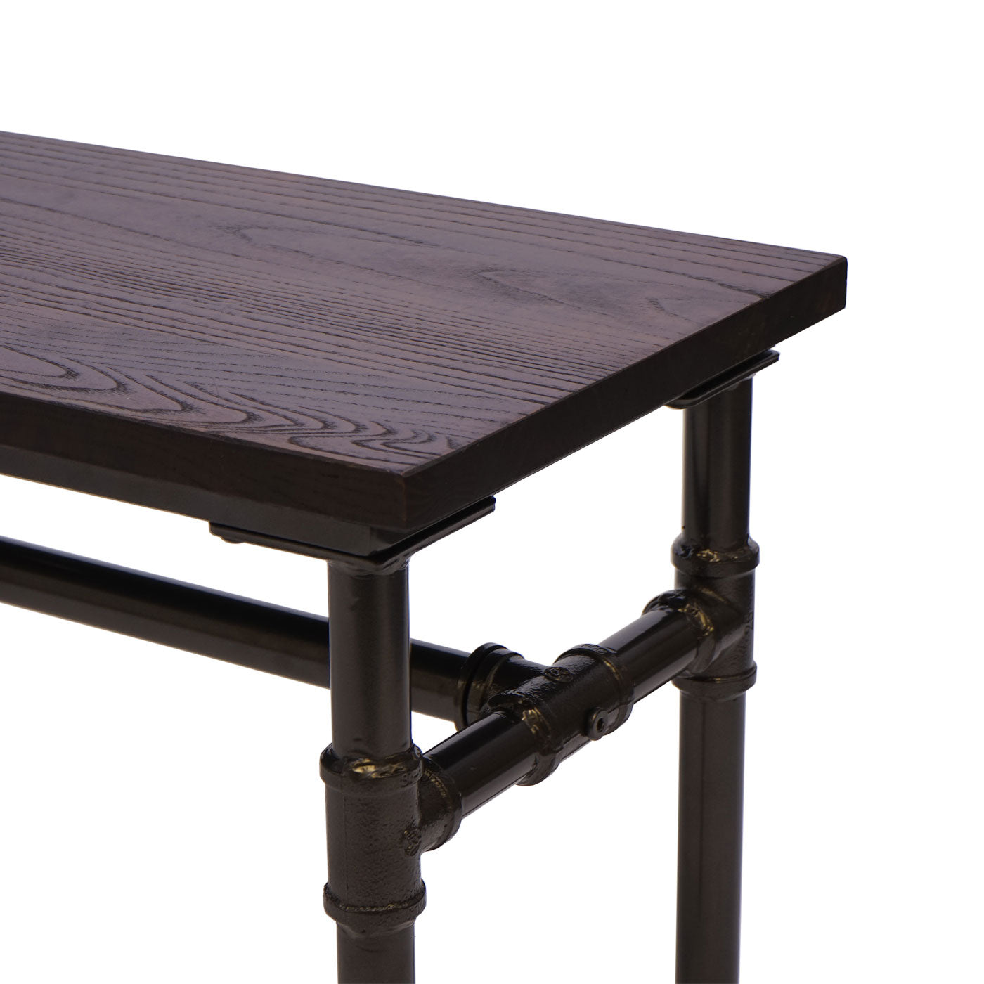 Bank MCW-H10b, eetkamerbank Bankkruk, iepenhouten industrieel ontwerp, 120x35cm MVG-gecertificeerd, zwartbruin