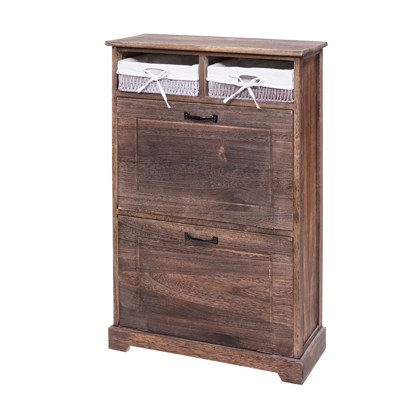 Schoenenkieper MCW-H19, schoenenkast schoenenrek schoenenopberger, massief houten shabby look mandlade 100x60x24cm ~ bruin