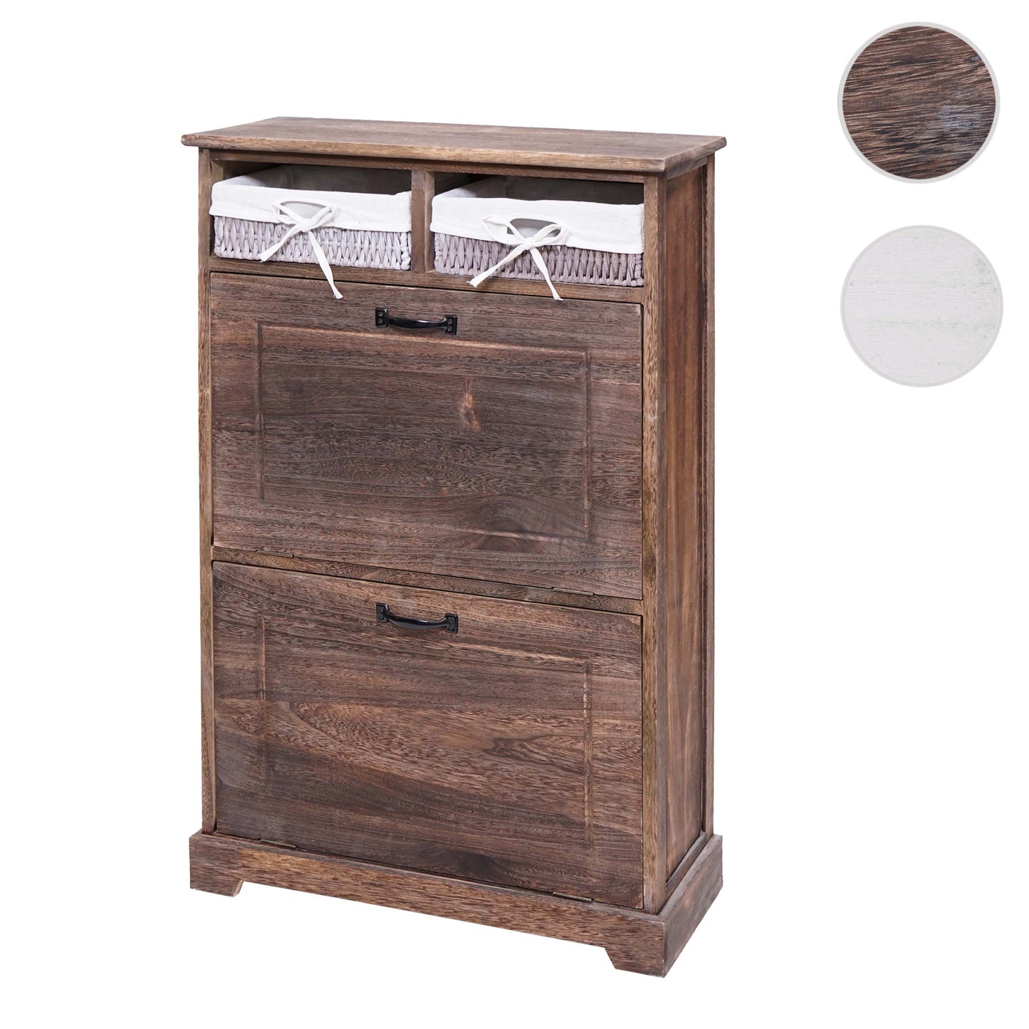 Schoenenkieper MCW-H19, schoenenkast schoenenrek schoenenopberger, massief houten shabby look mandlade 100x60x24cm ~ bruin