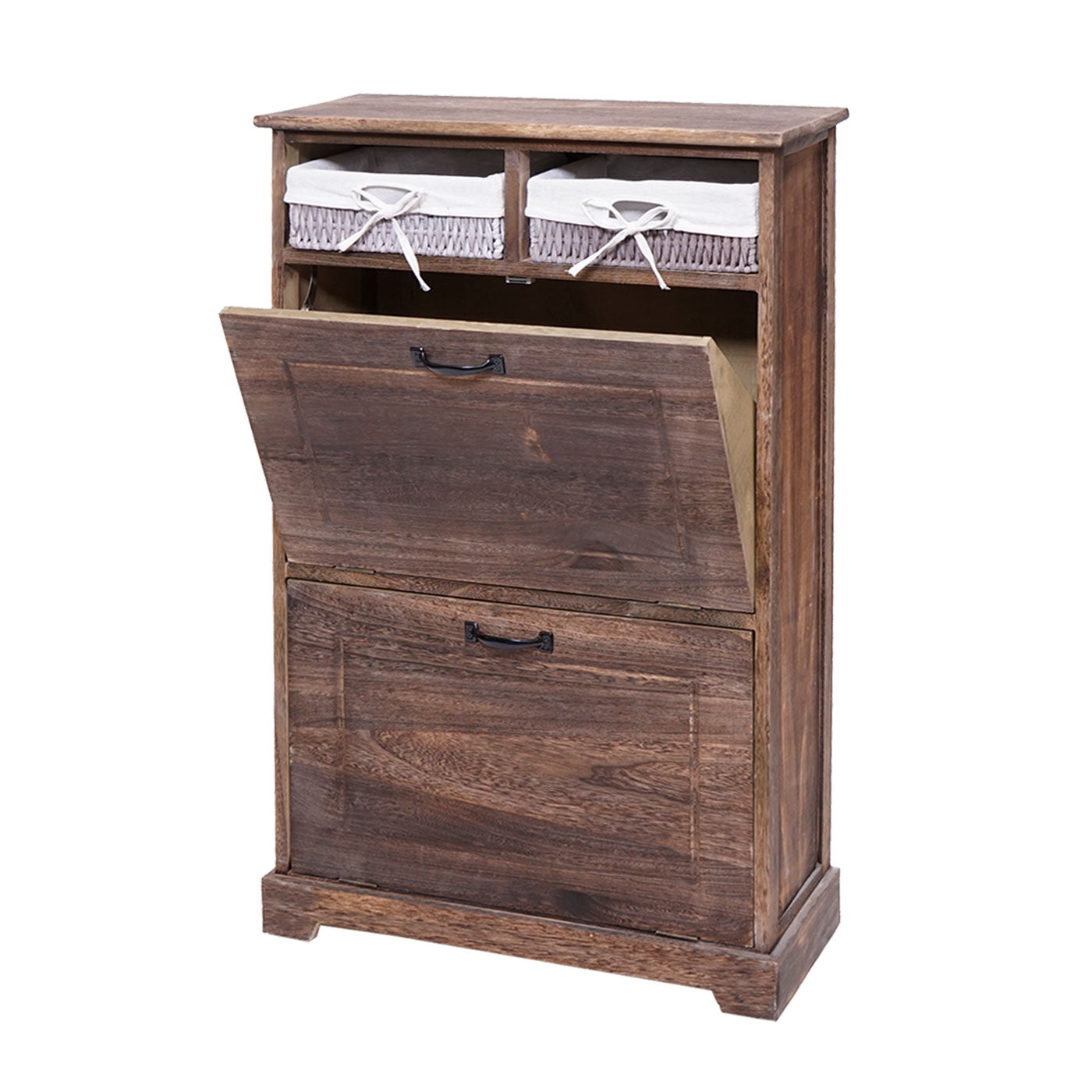 Schoenenkieper MCW-H19, schoenenkast schoenenrek schoenenopberger, massief houten shabby look mandlade 100x60x24cm ~ bruin