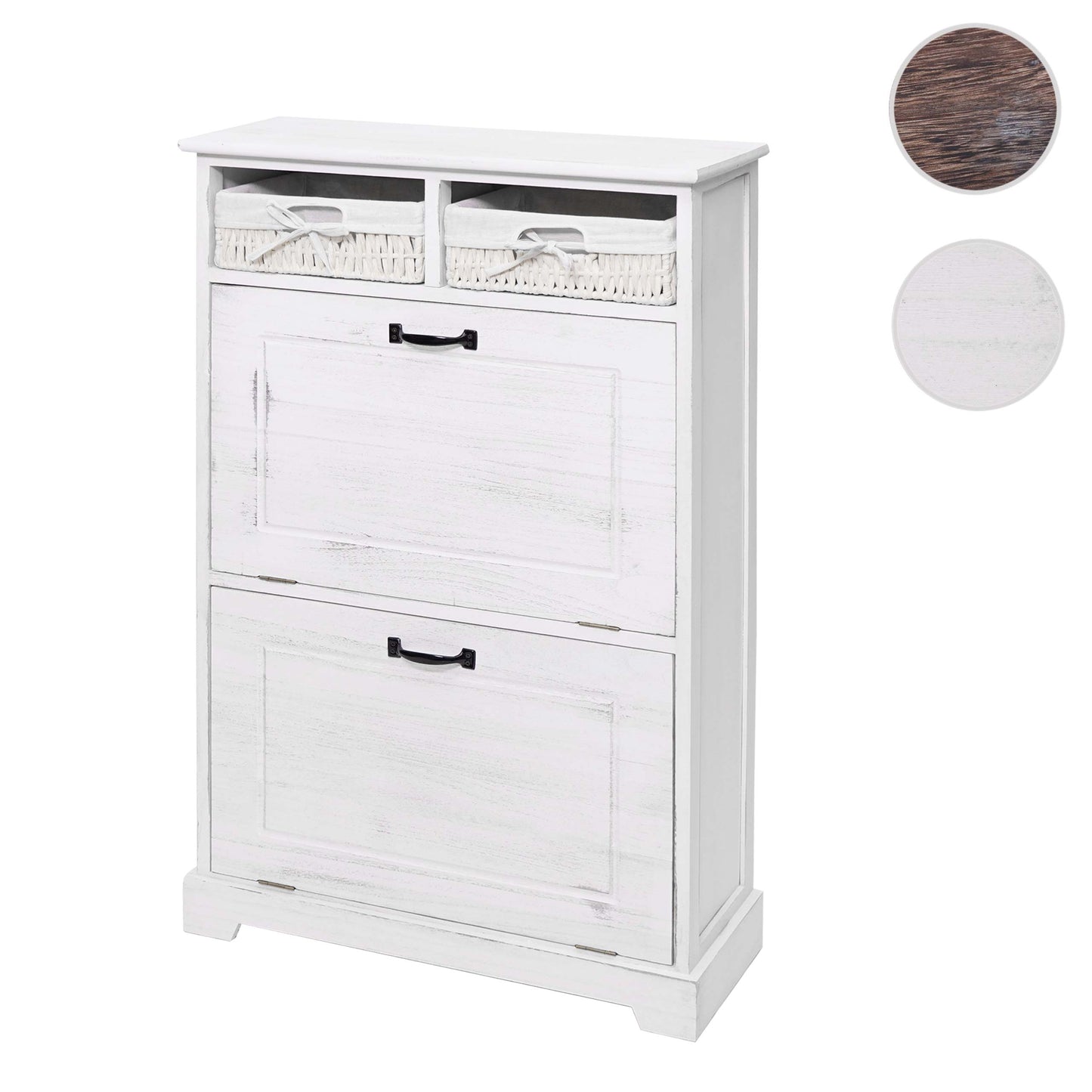 Schoenenkantelaar MCW-H19, schoenenkast schoenenrek schoenenopberger, massief houten shabby look mandlade 100x60x24cm ~ wit