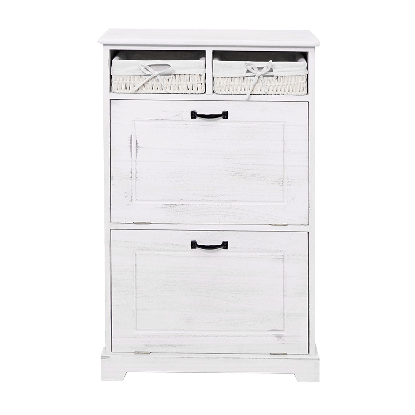 Schoenenkantelaar MCW-H19, schoenenkast schoenenrek schoenenopberger, massief houten shabby look mandlade 100x60x24cm ~ wit