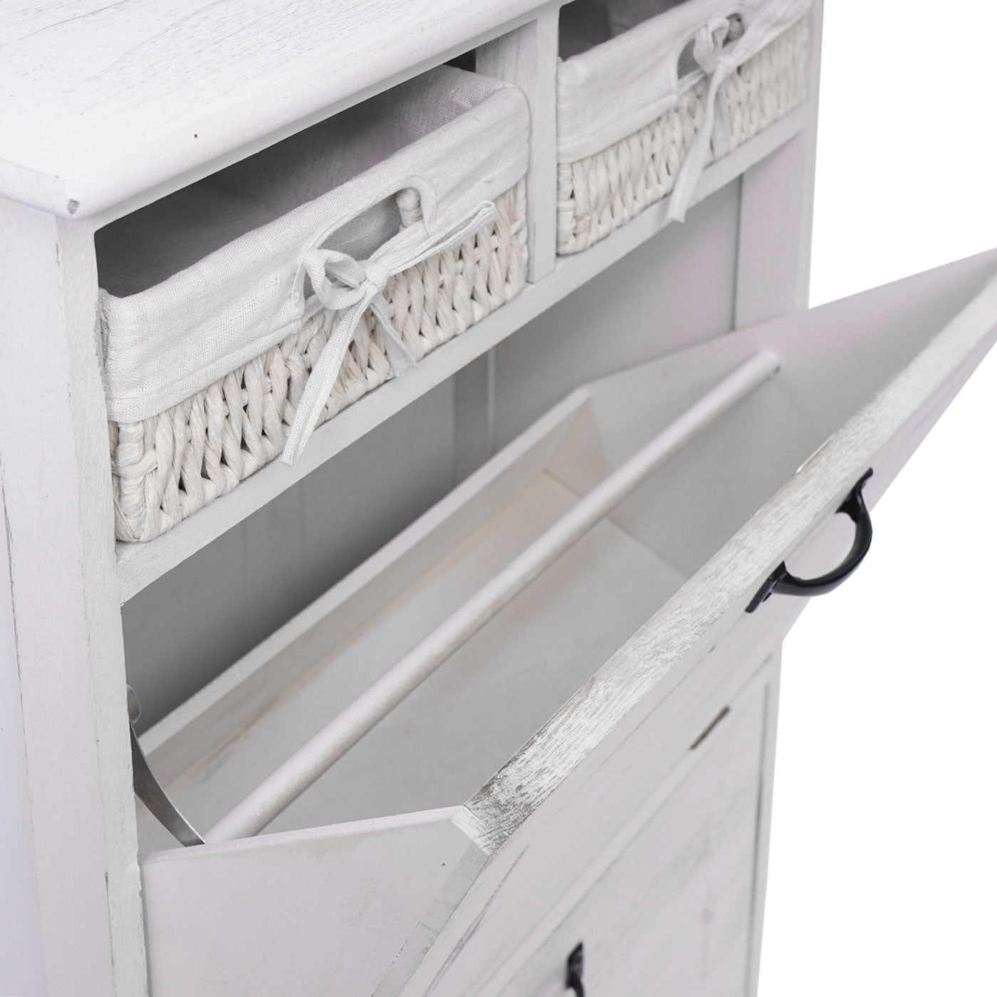 Schoenenkantelaar MCW-H19, schoenenkast schoenenrek schoenenopberger, massief houten shabby look mandlade 100x60x24cm ~ wit