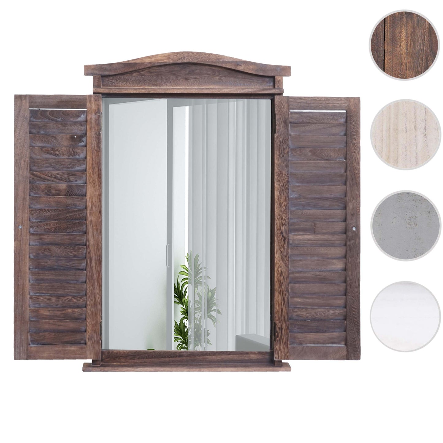 Wandspiegel Badkamerspiegel Badkamerspiegel venster met luiken, 71x46x5cm ~ shabby brown