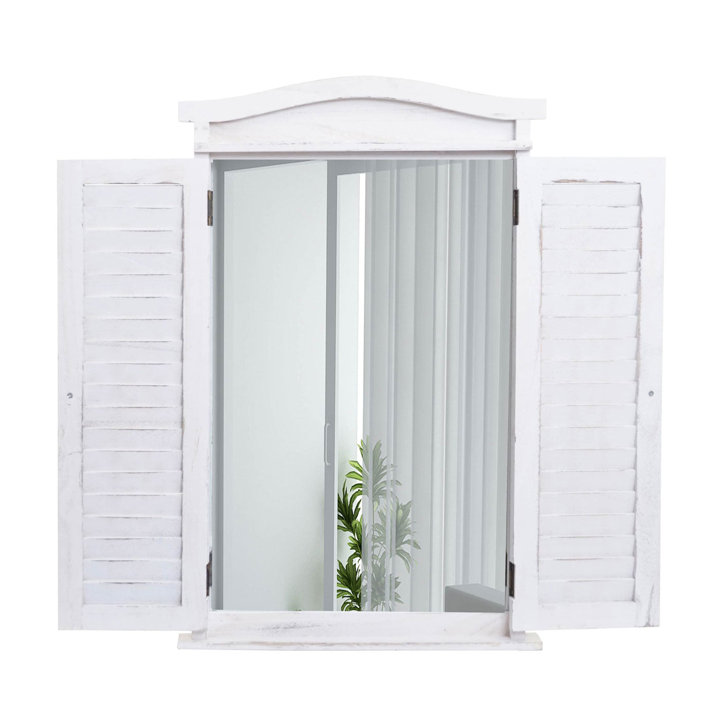 Wandspiegel Badkamerspiegel Badkamerspiegel venster met luiken, 71x46x5cm ~ shabby white