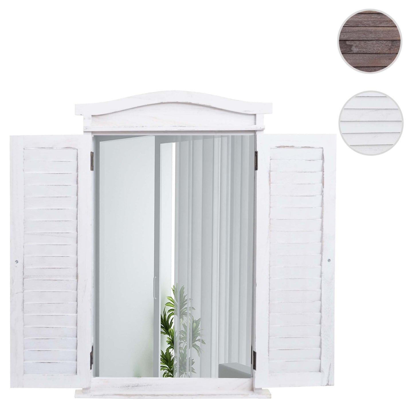 Wandspiegel Badkamerspiegel Badkamerspiegel venster met luiken, 71x46x5cm ~ shabby white