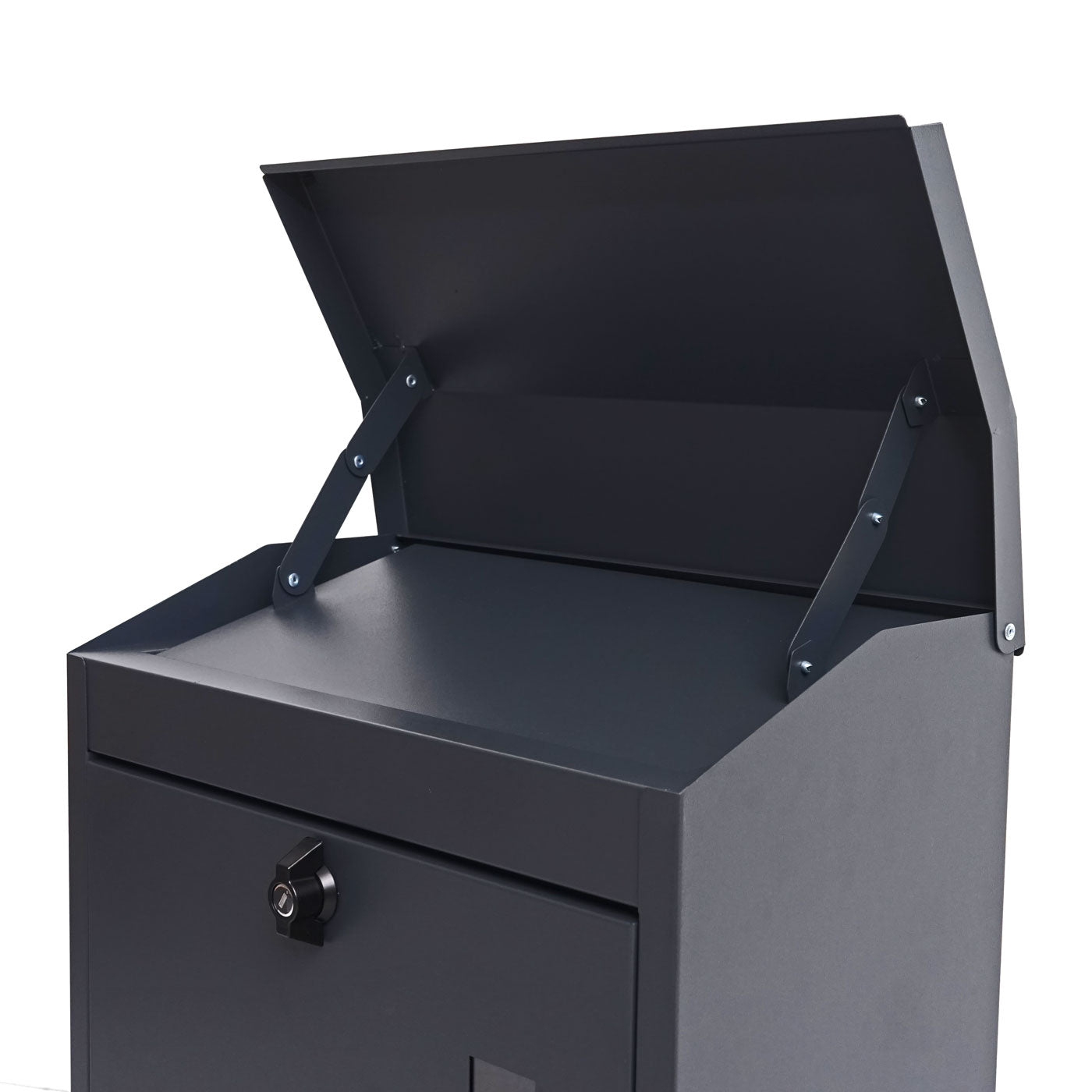 XXL brievenbus MCW-H26, bedrijfsbrievenbus Brievenbus, afsluitbaar met poedercoating 52x44x25cm ~ antraciet-zwart