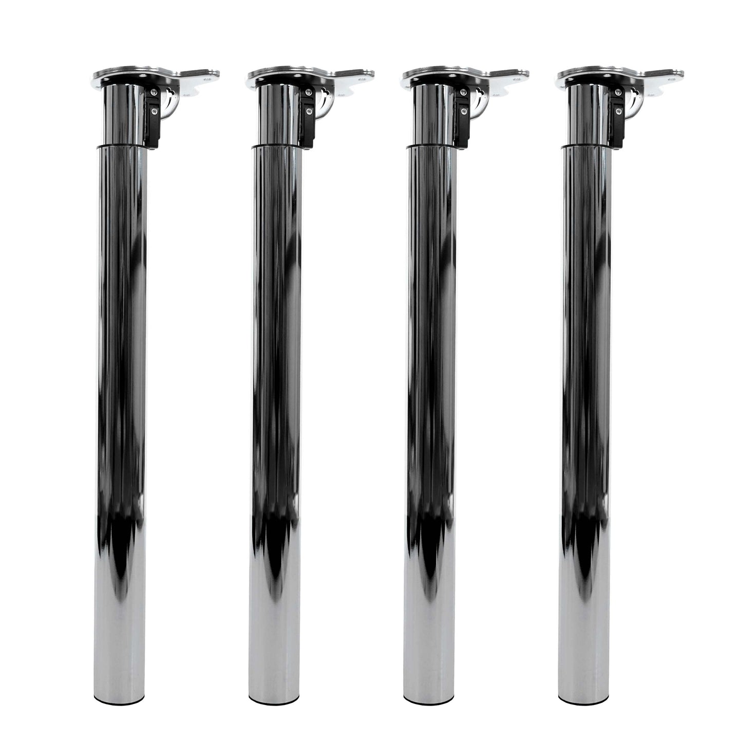 Set van 4 tafelpoten MCW-H35 voor bureau Tafelpoot inklapbaar draaimechanisme in hoogte verstelbaar 70-110cm ~ RVS look