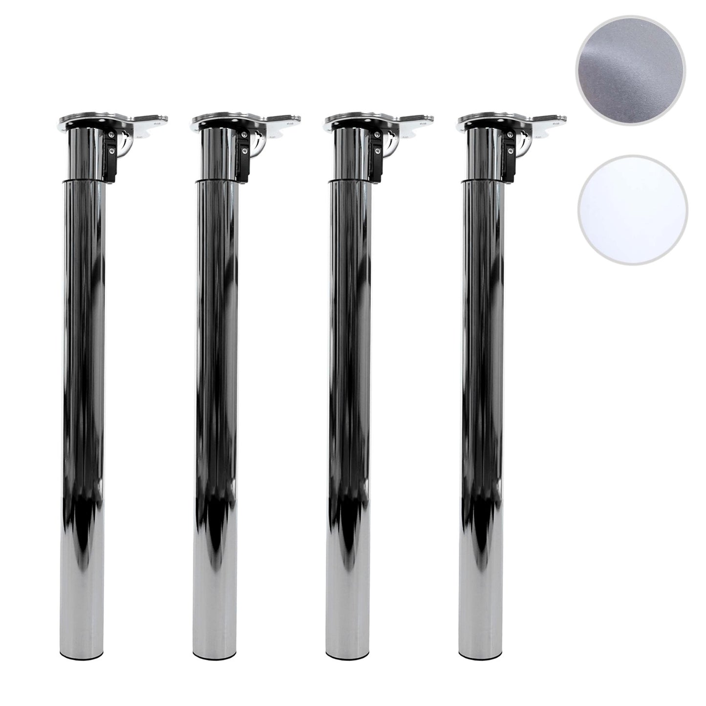 Set van 4 tafelpoten MCW-H35 voor bureau Tafelpoot inklapbaar draaimechanisme in hoogte verstelbaar 70-110cm ~ RVS look