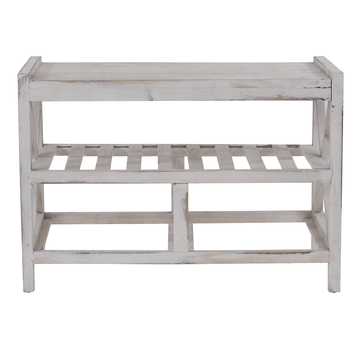 Schoenenrek MCW-C48, bank schoenenrek, shabby-look vintage 45x65x34cm ~ wit