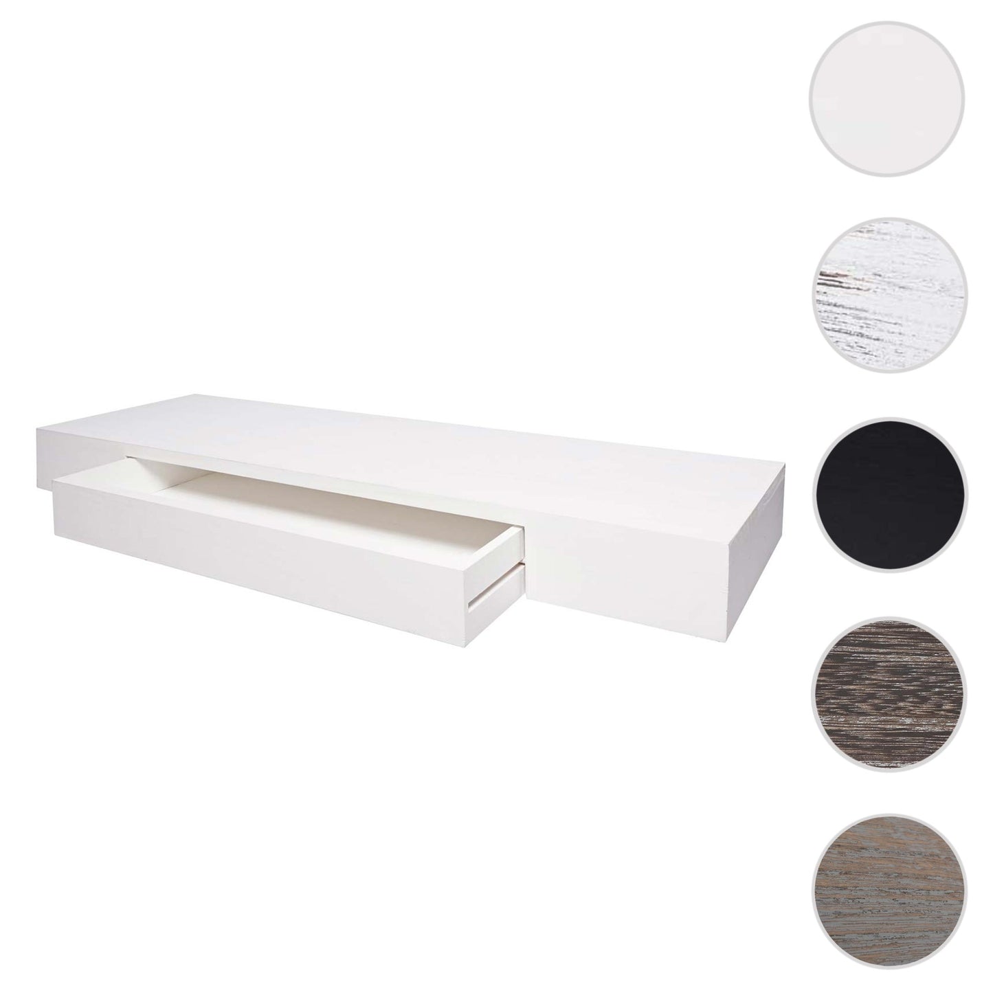 Wandplank MCW-H37, wandplank Hangende plank, lade massief hout 8x80x25cm ~ wit